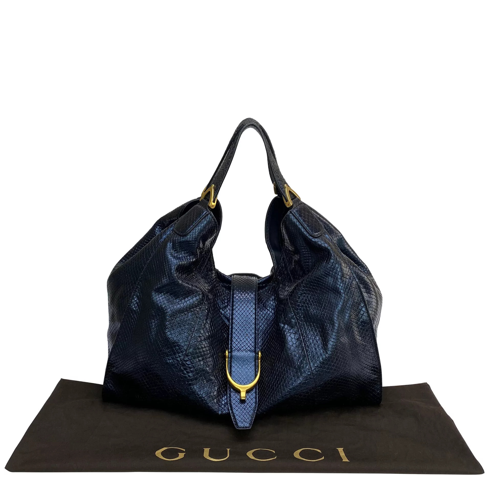 Bolsa Gucci Stirrup Píton Azul