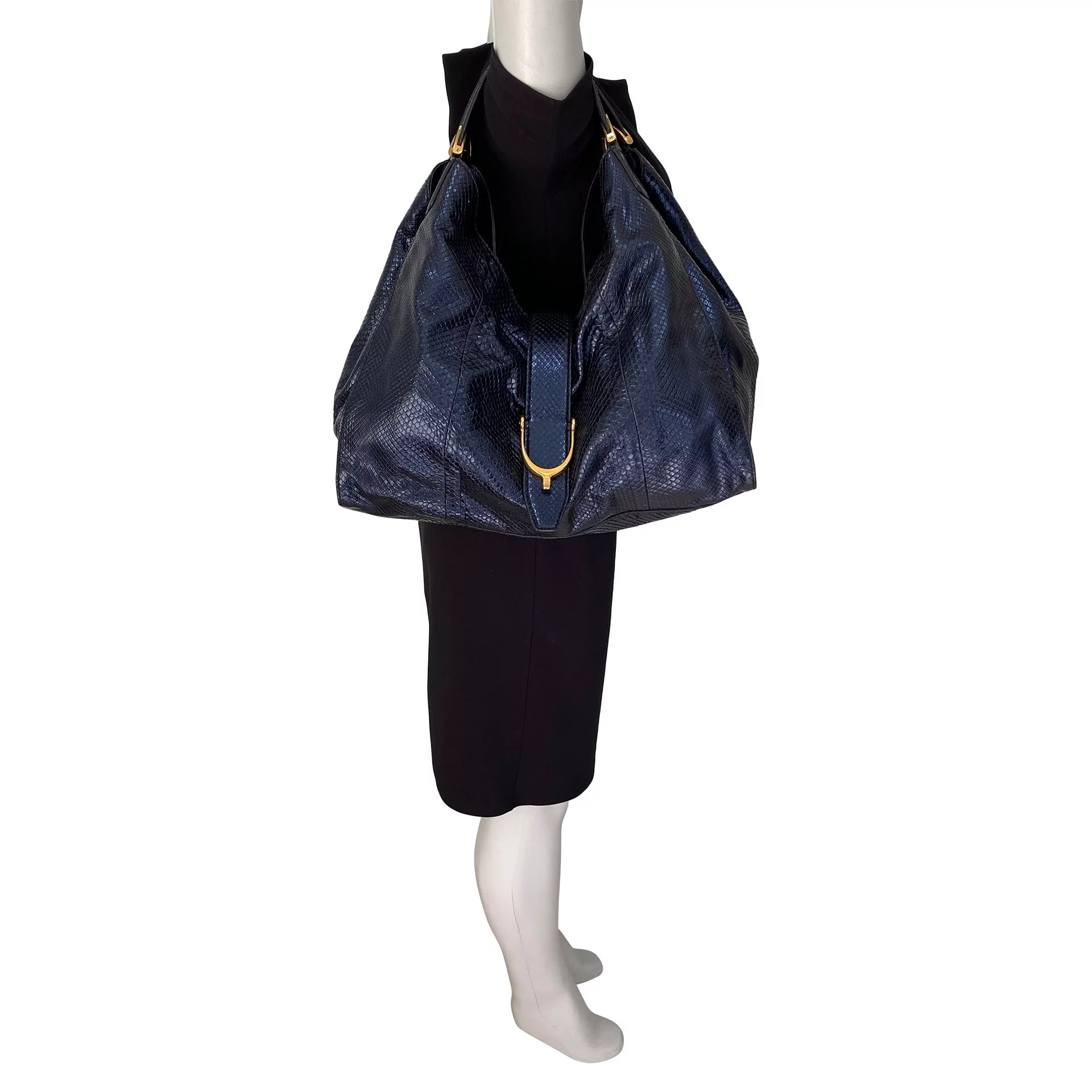 Bolsa Gucci Stirrup Píton Azul