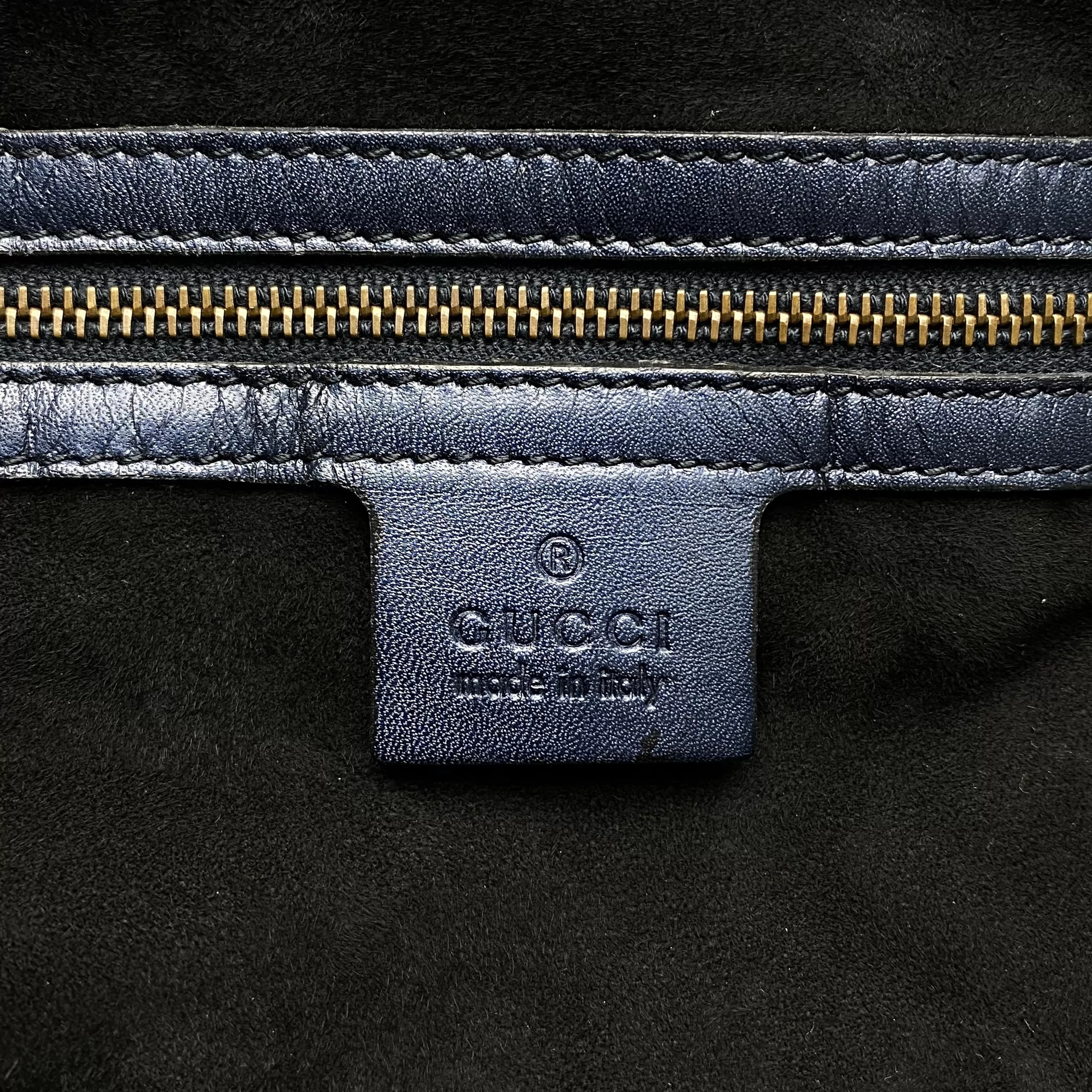 Bolsa Gucci Stirrup Píton Azul