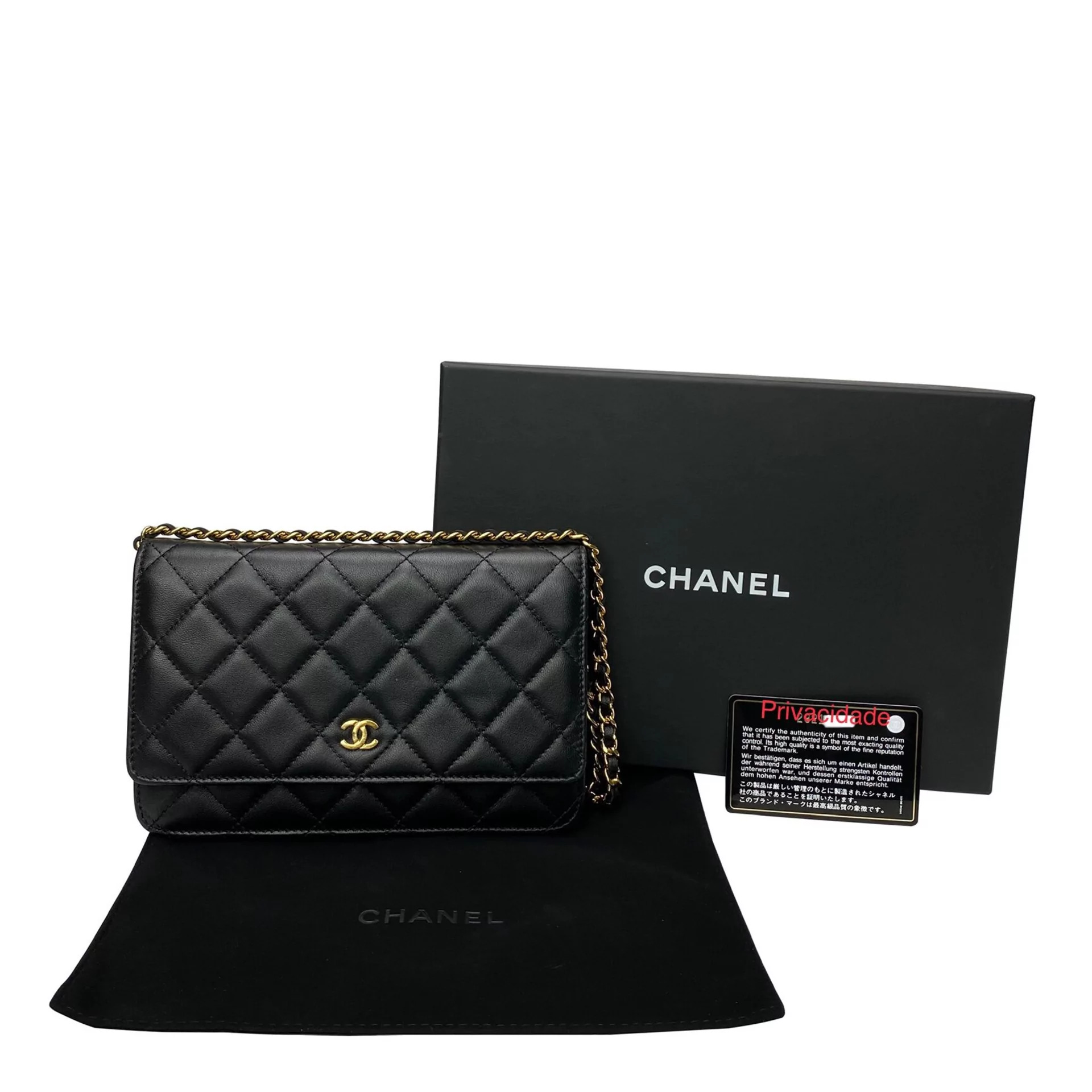 Bolsa Chanel Woc Couro Lambskin Preta