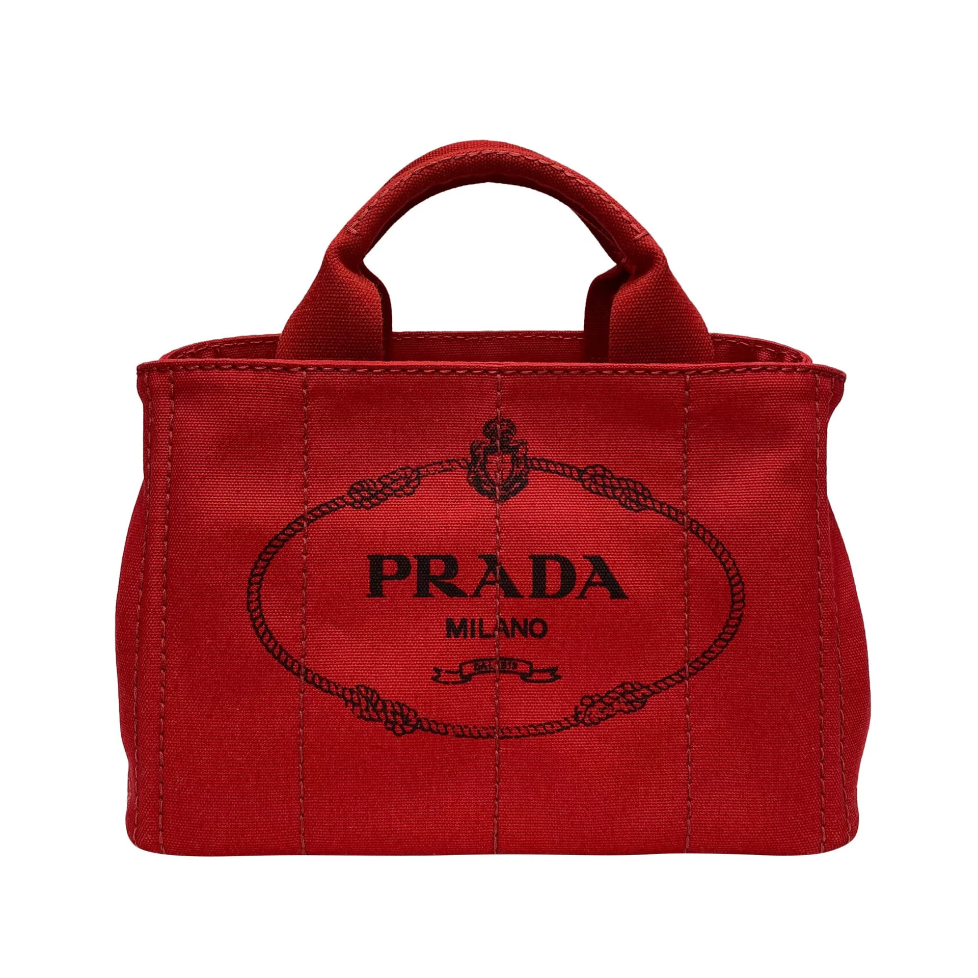 Bolsa Prada Canapa Logo Vermelha