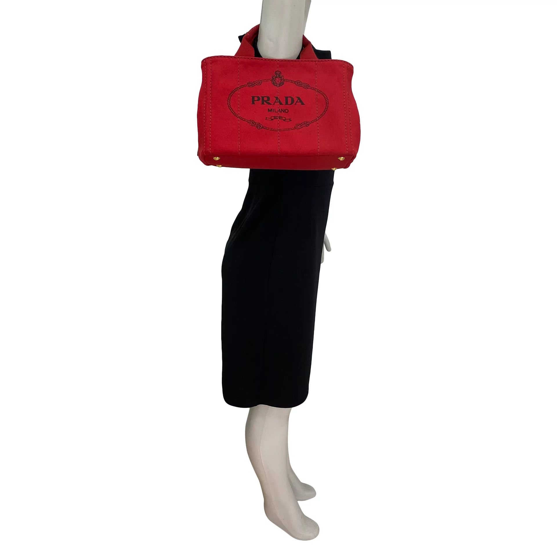 Bolsa Prada Canapa Logo Vermelha