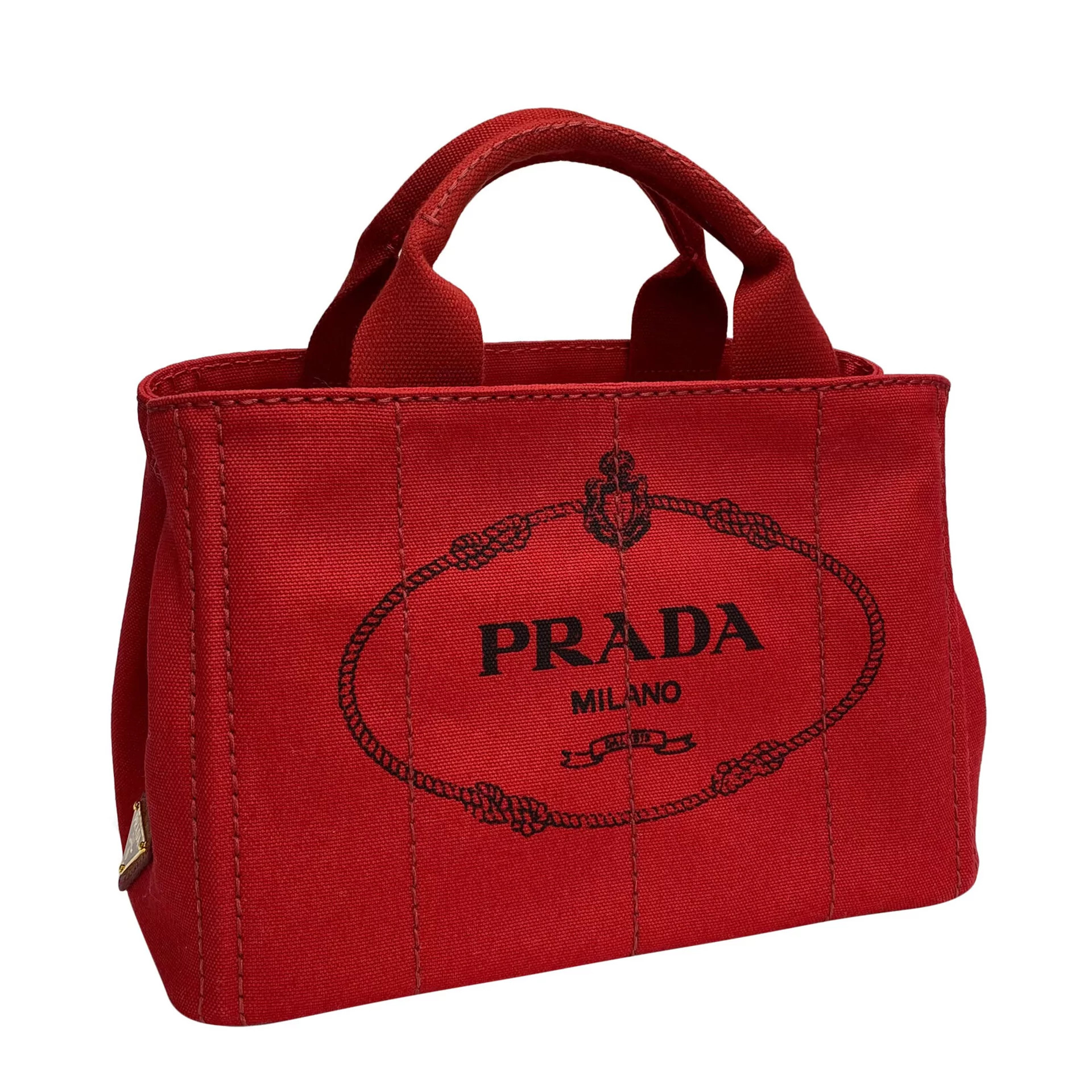 Bolsa Prada Canapa Logo Vermelha