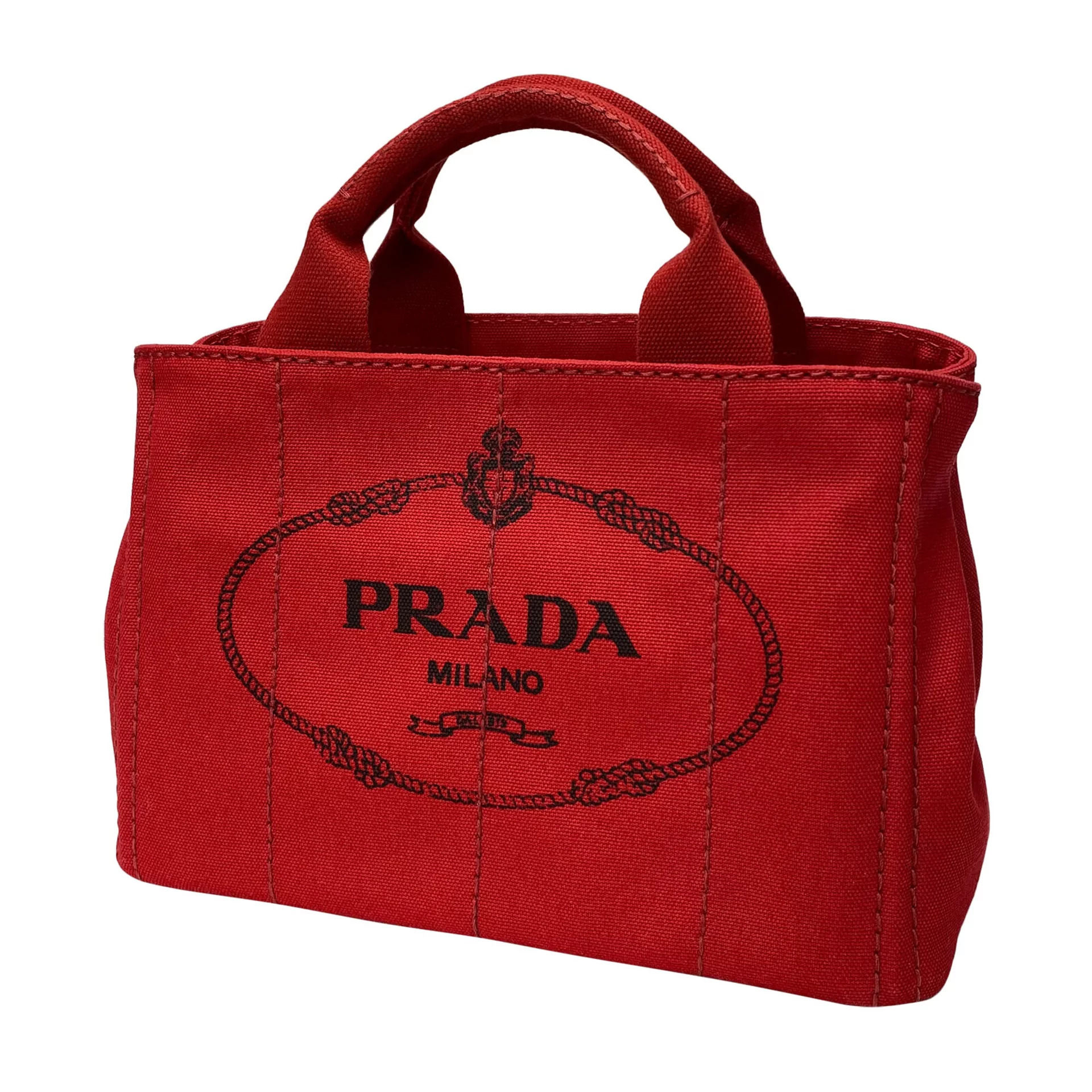 Bolsa Prada Canapa Logo Vermelha