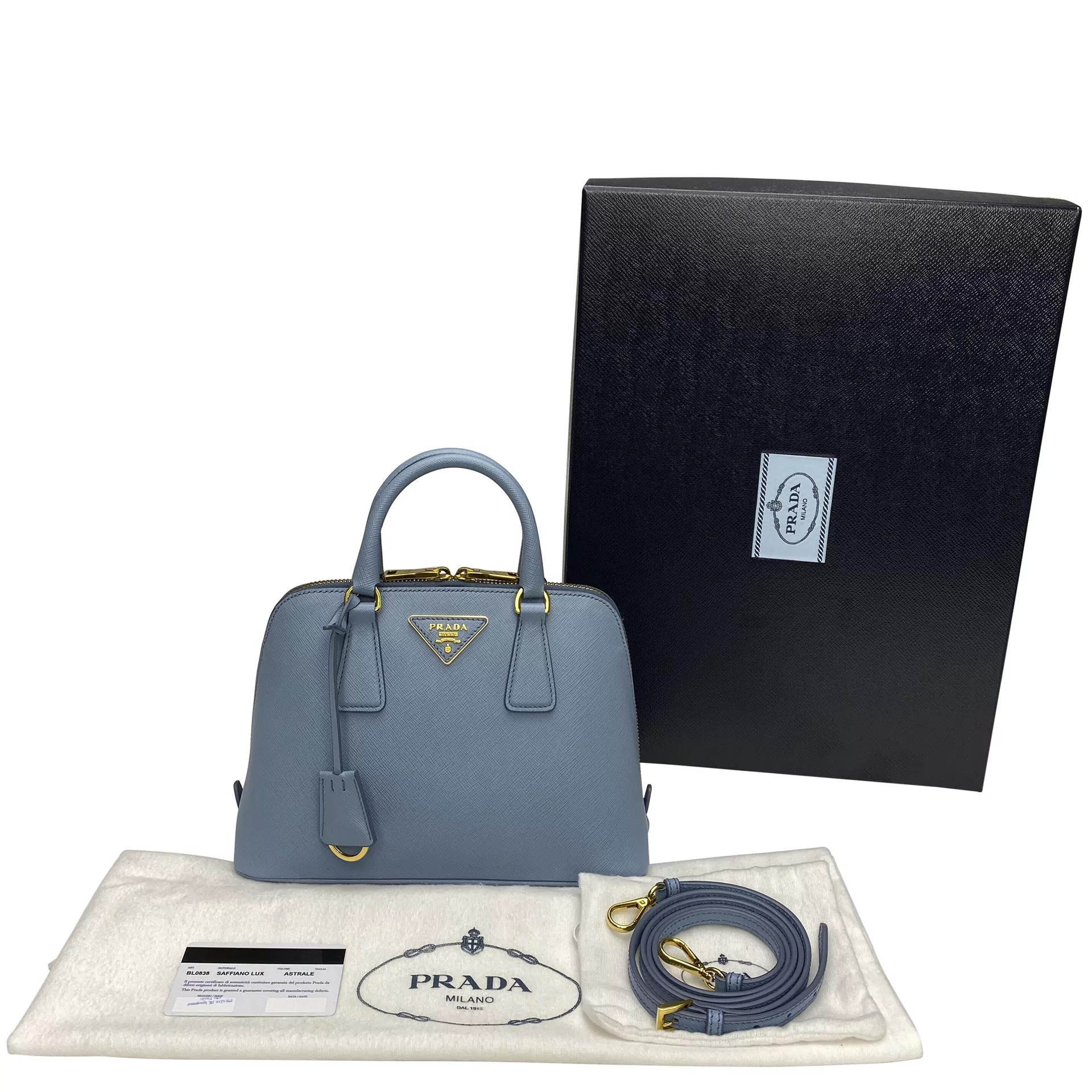 Bolsa Prada Saffiano Lux Couro Azul