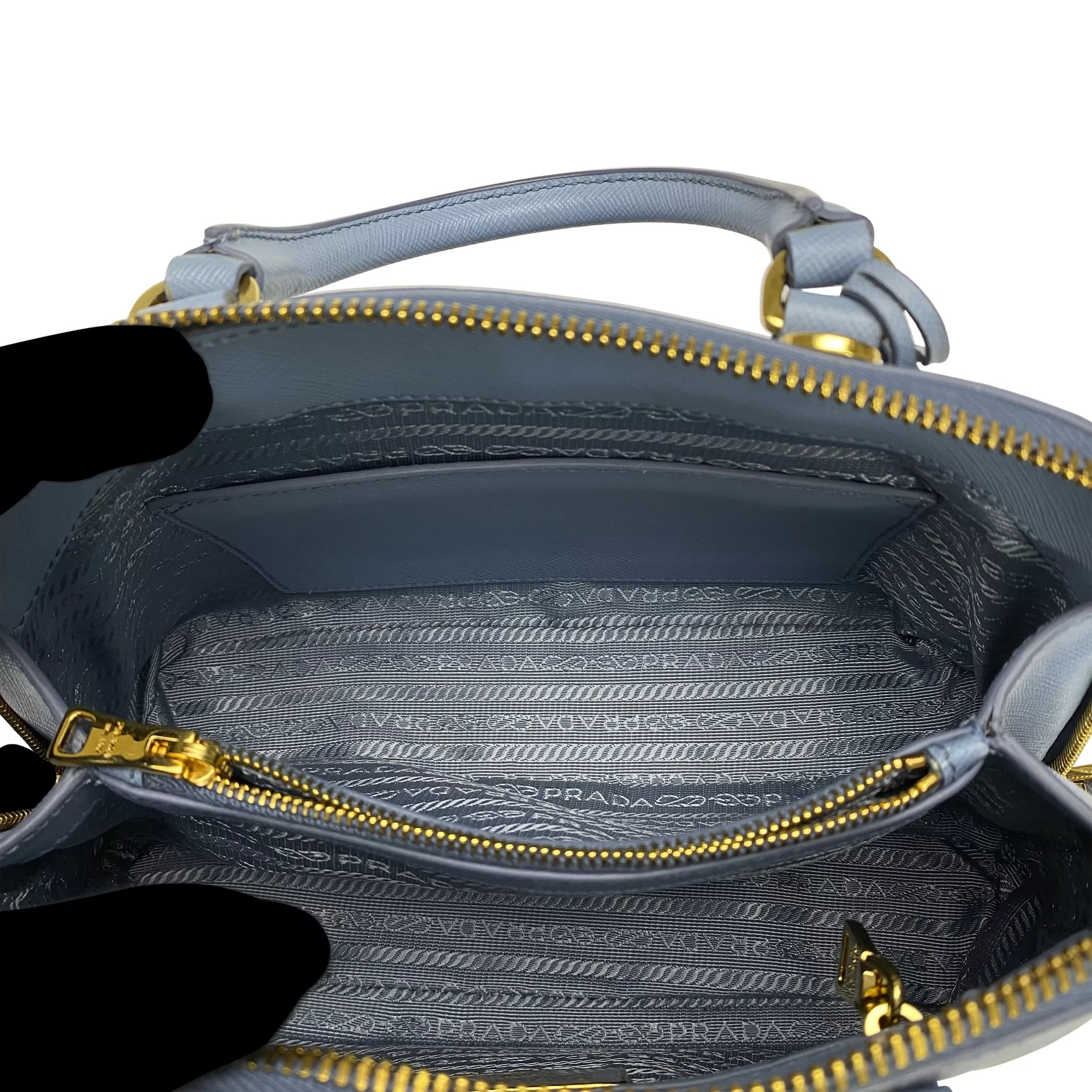 Bolsa Prada Saffiano Lux Couro Azul