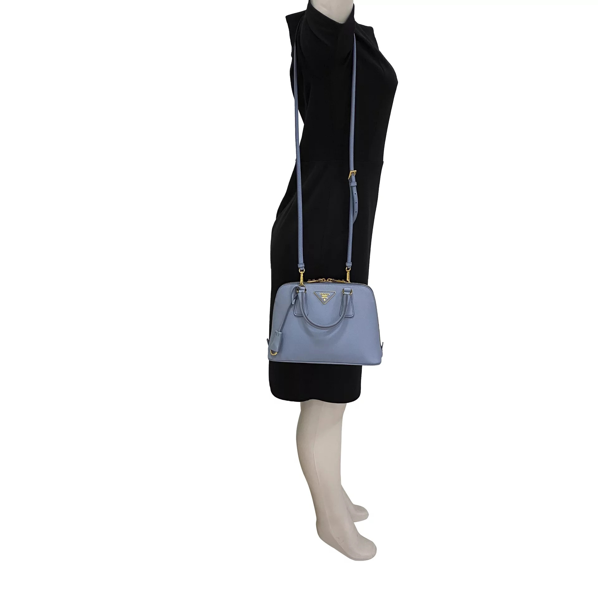 Bolsa Prada Saffiano Lux Couro Azul