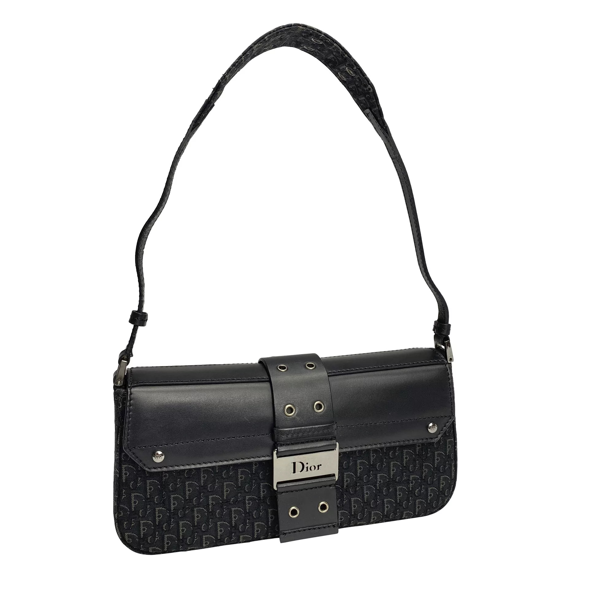 Bolsa Christian Dior Baguete Preta Monograma