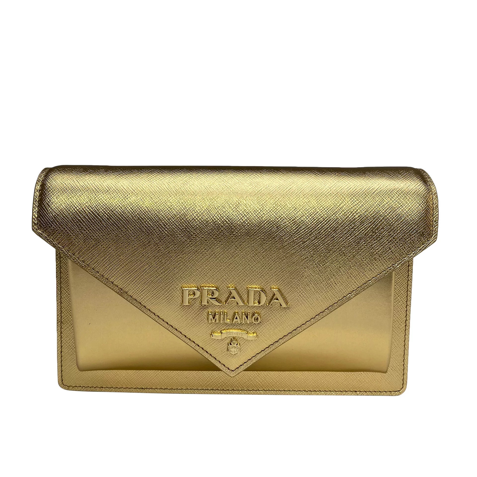 Bolsa Prada Couro Dourado