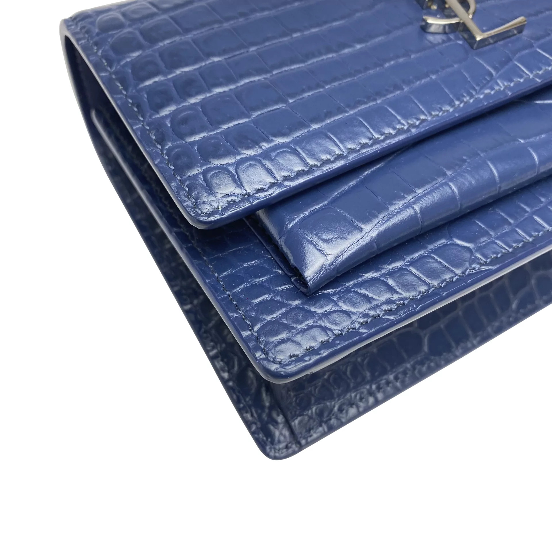 Bolsa Saint Laurent Mini Sunset Croco Azul