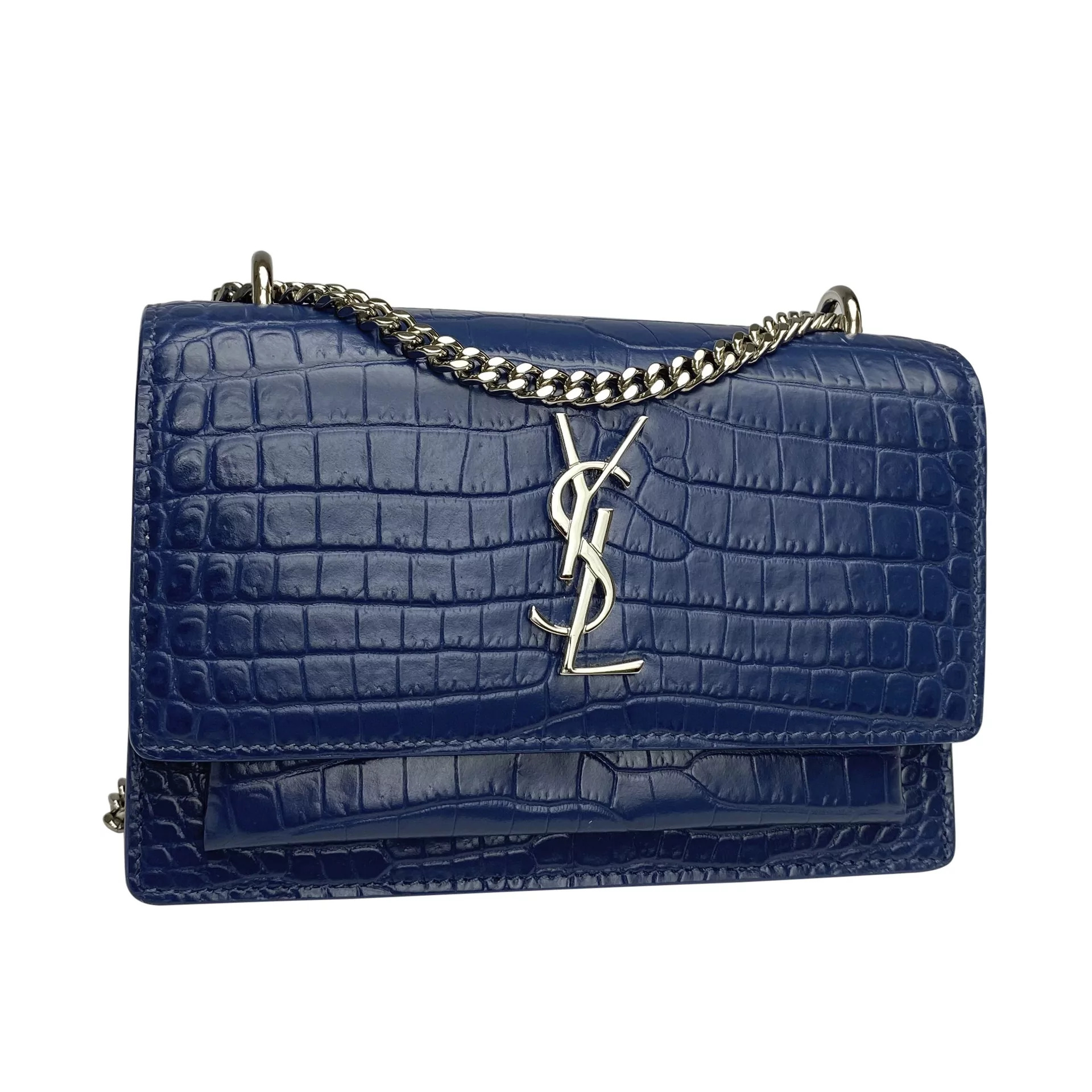 Bolsa Saint Laurent Mini Sunset Croco Azul