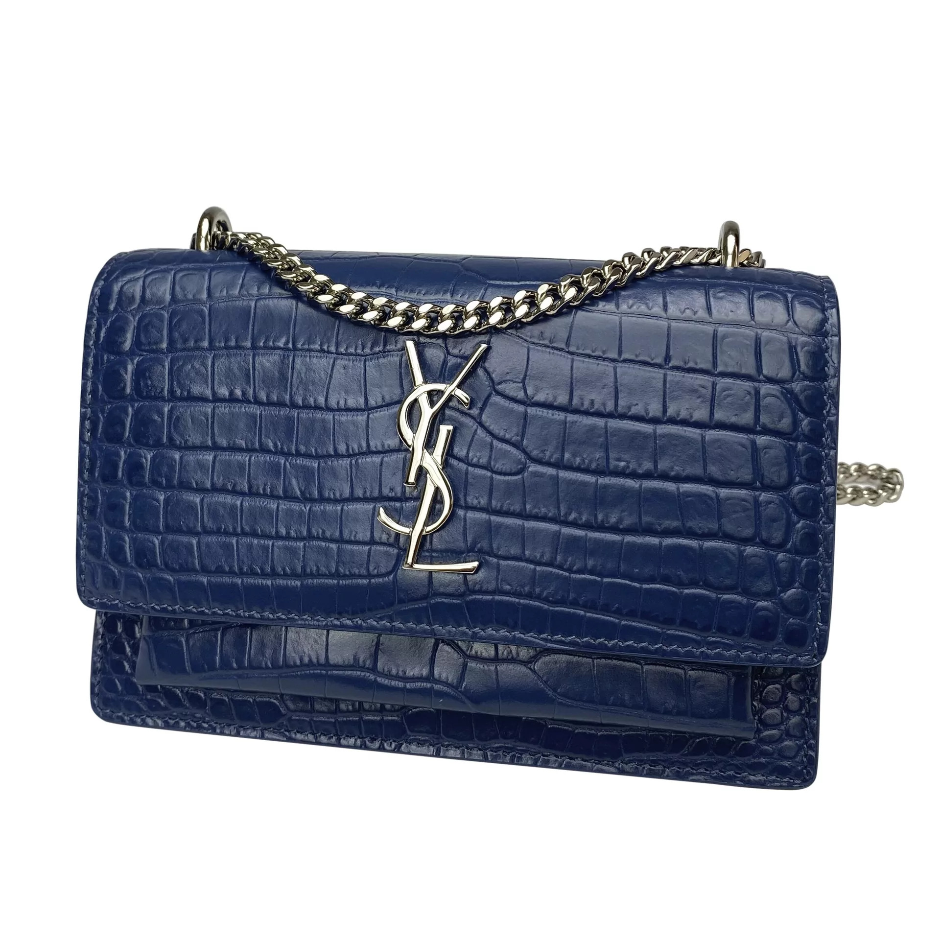 Bolsa Saint Laurent Mini Sunset Croco Azul