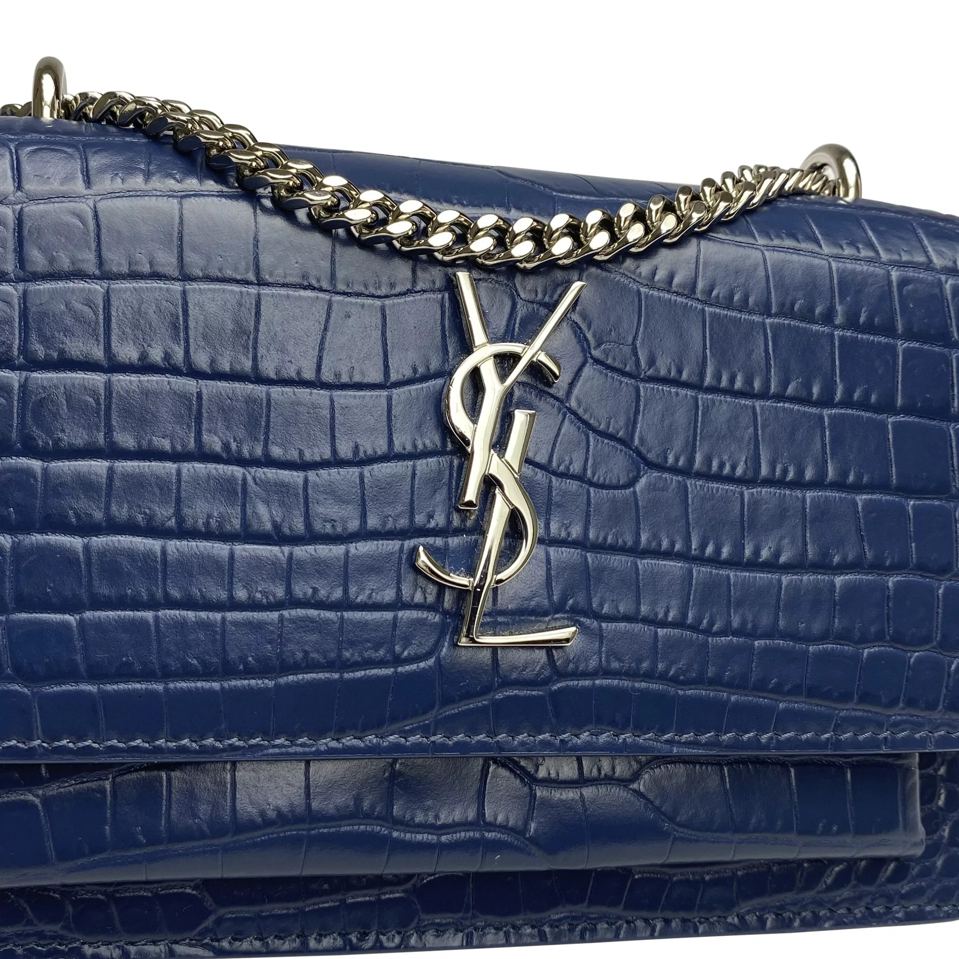 Bolsa Saint Laurent Mini Sunset Croco Azul