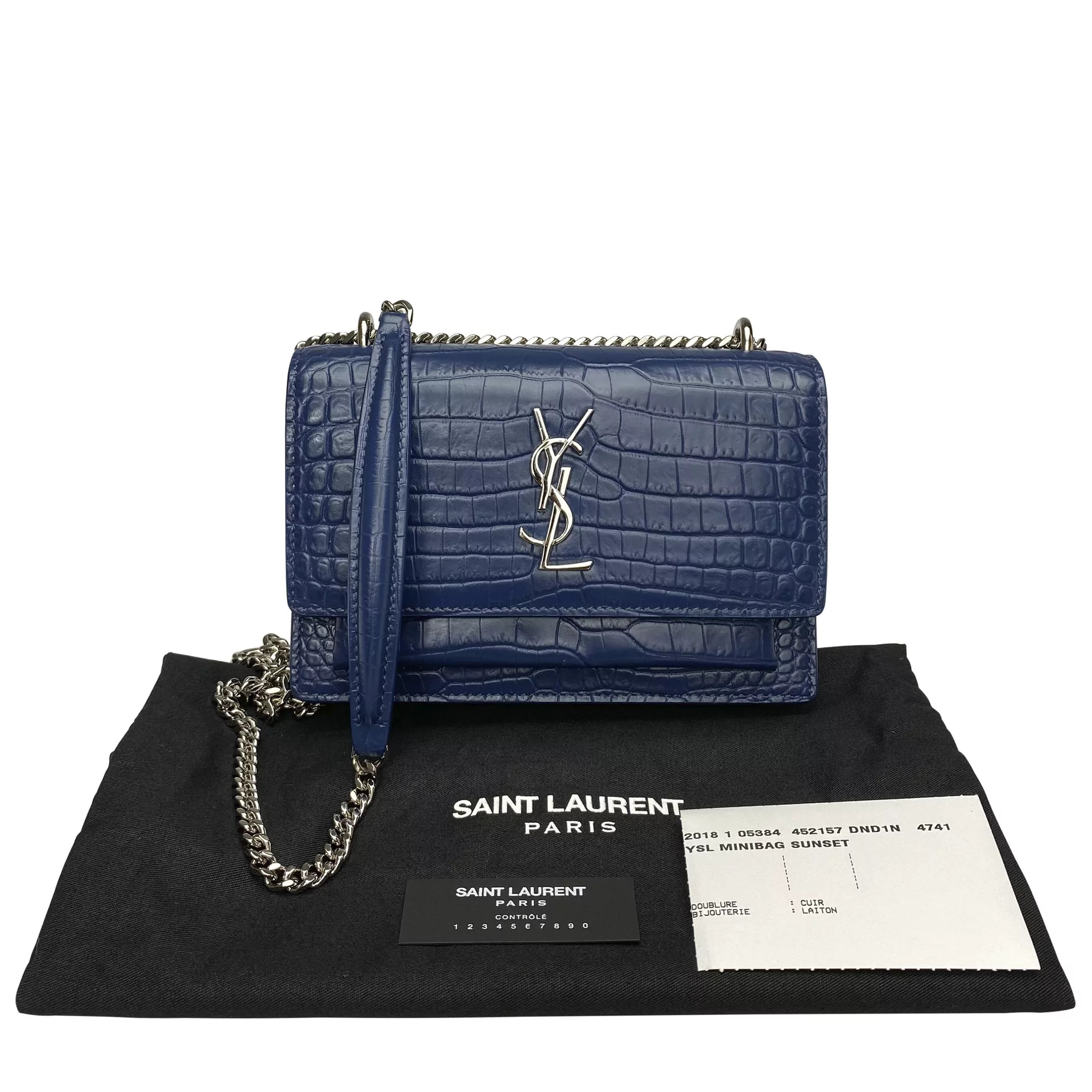 Bolsa Saint Laurent Mini Sunset Croco Azul