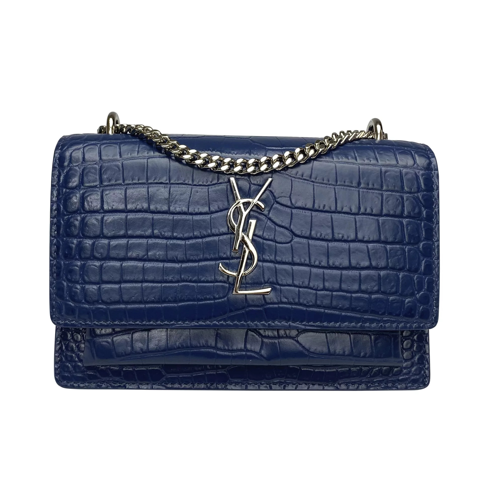Bolsa Saint Laurent Mini Sunset Croco Azul