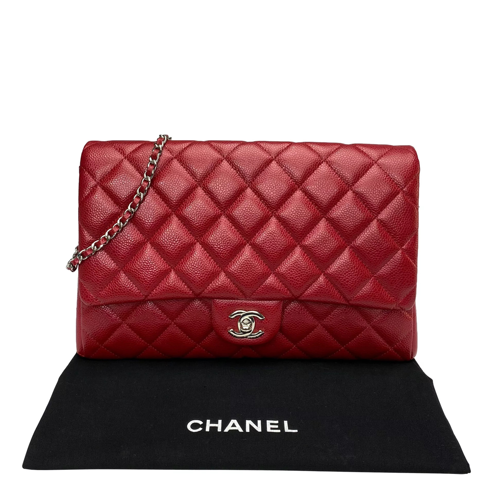 Bolsa Chanel Couro Caviar Vermelho