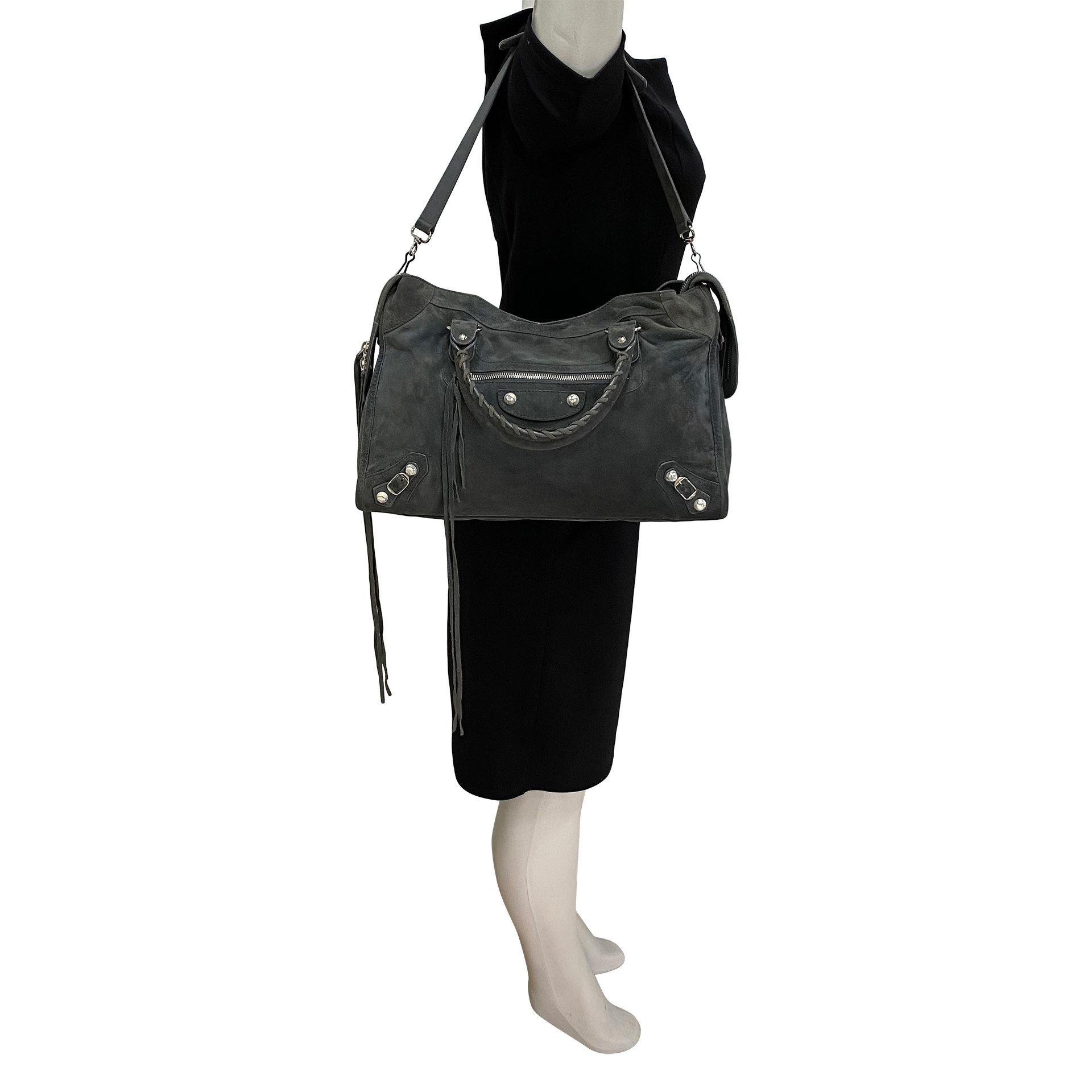 Bolsa Balenciaga Classic City Camurça Cinza