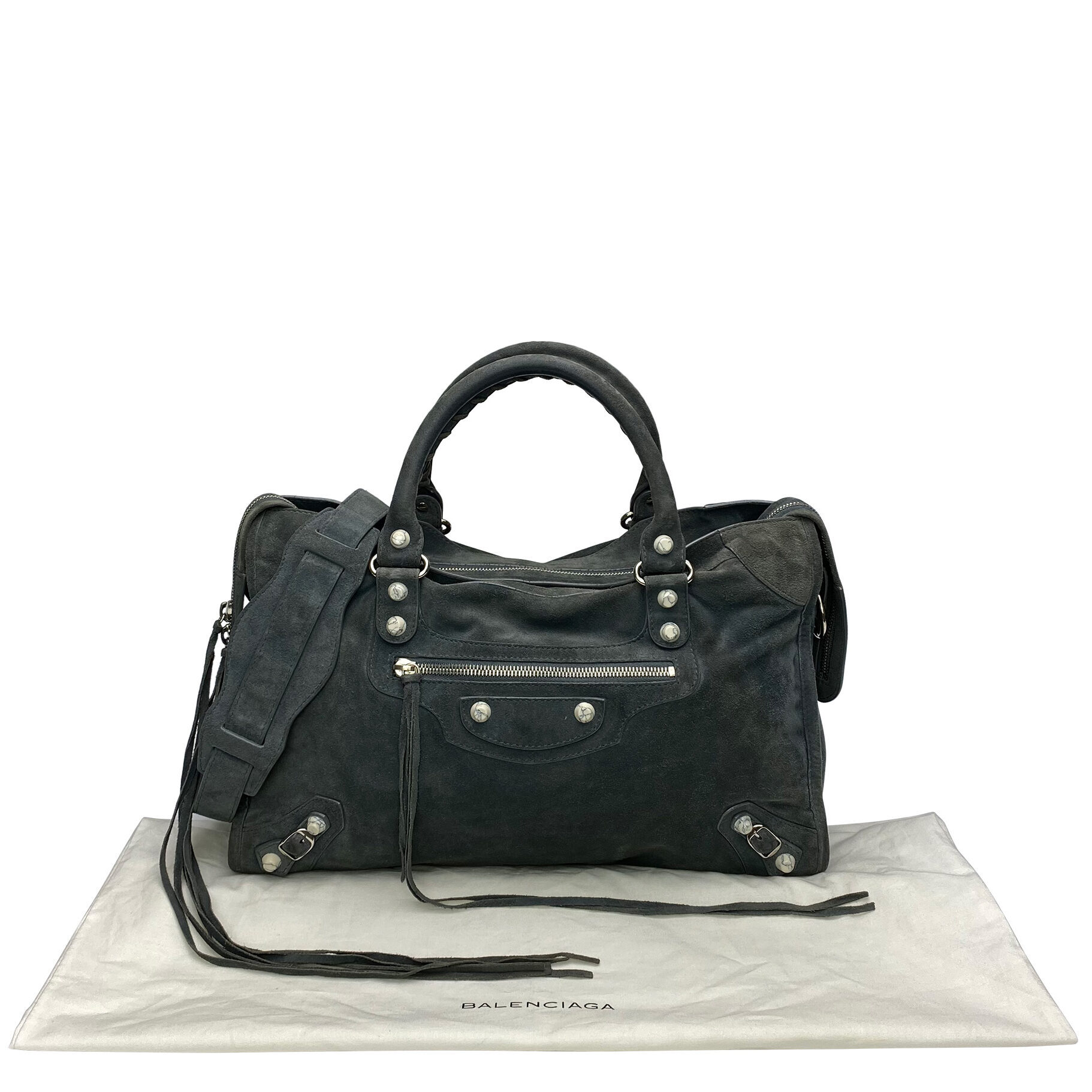 Bolsa Balenciaga Classic City Camurça Cinza