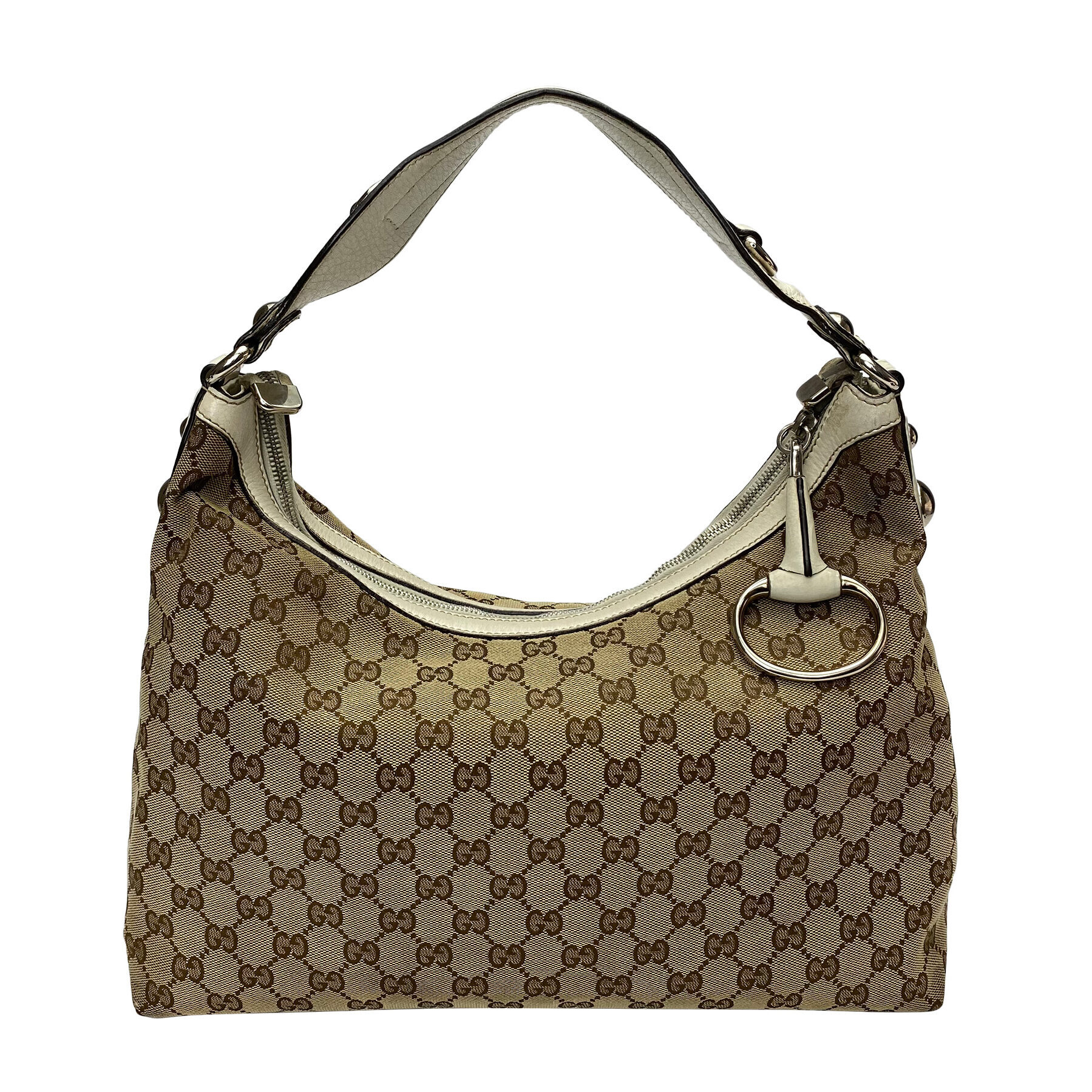 Bolsa Gucci Jacquard com Alça Off White