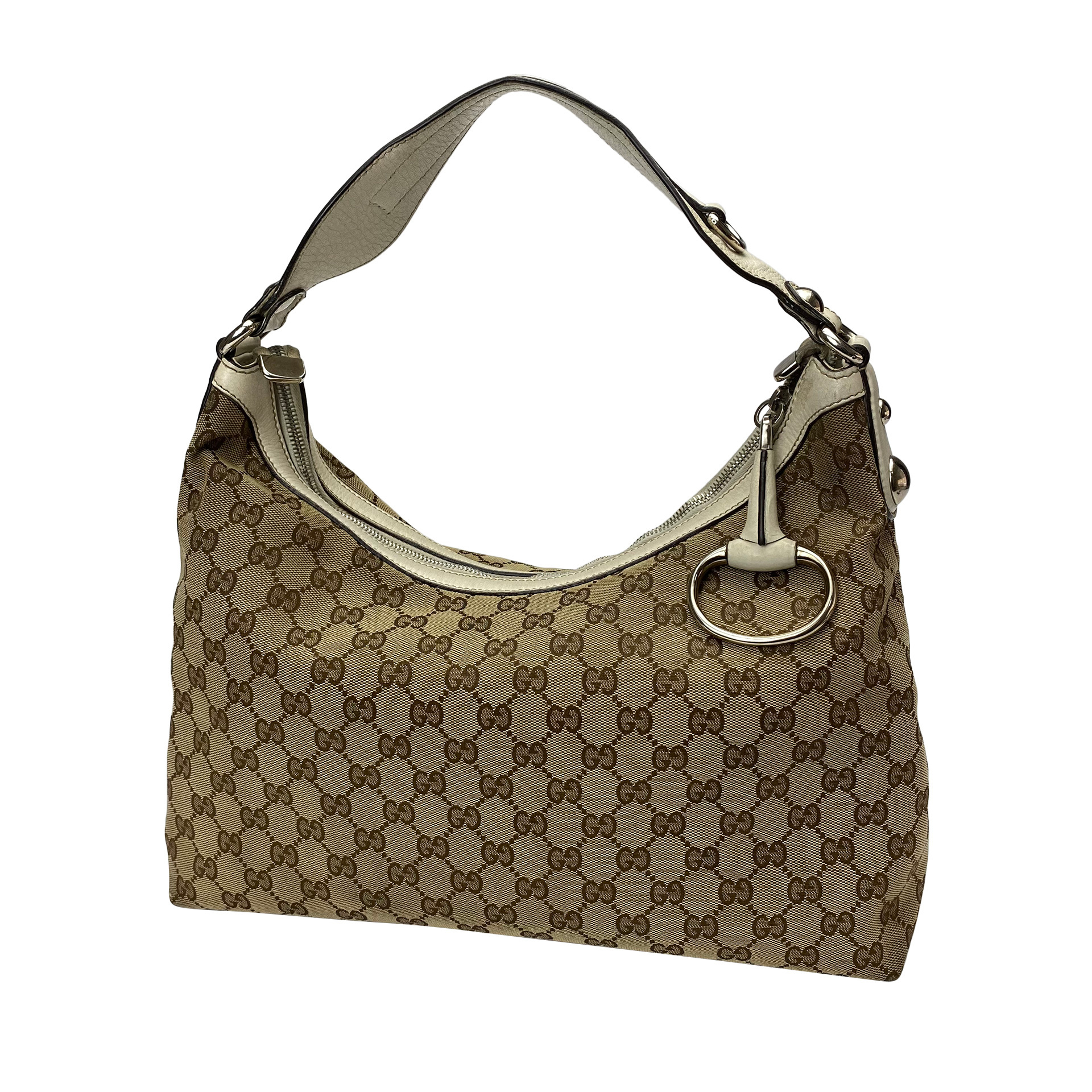 Bolsa Gucci Jacquard com Alça Off White