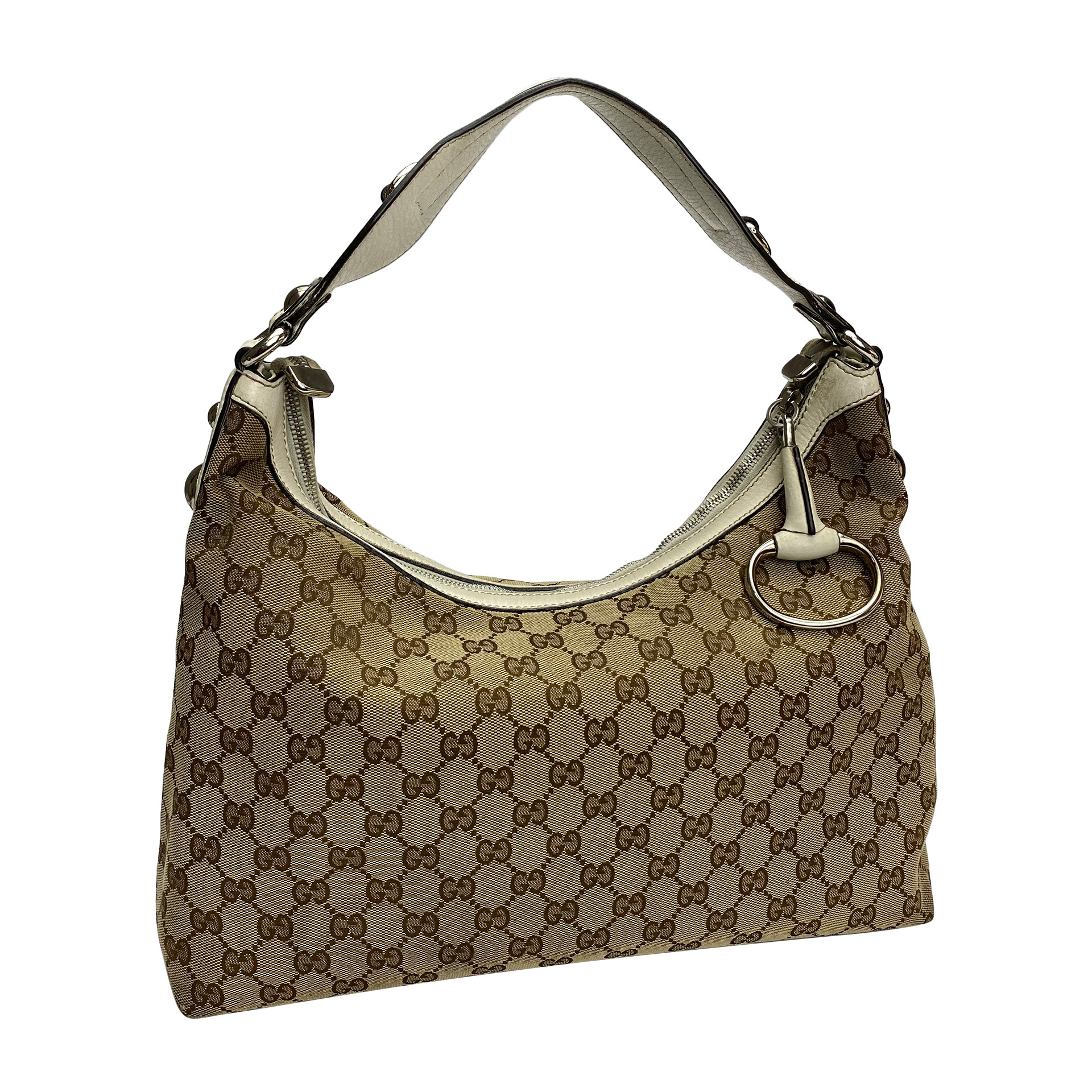 Bolsa Gucci Jacquard com Alça Off White