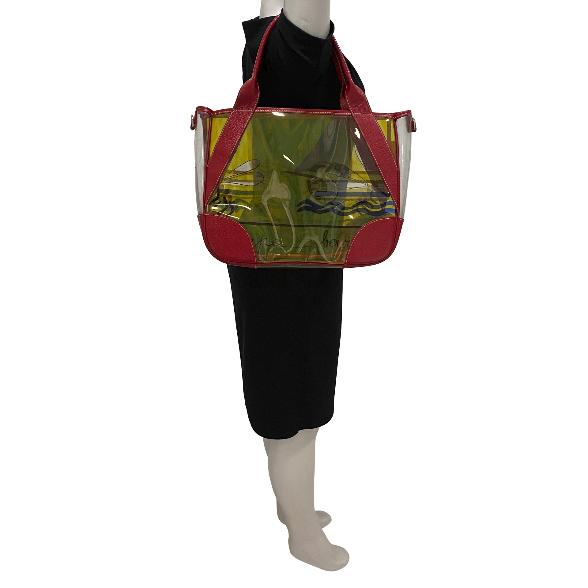 Bolsa Prada Vinil e Couro Vermelho