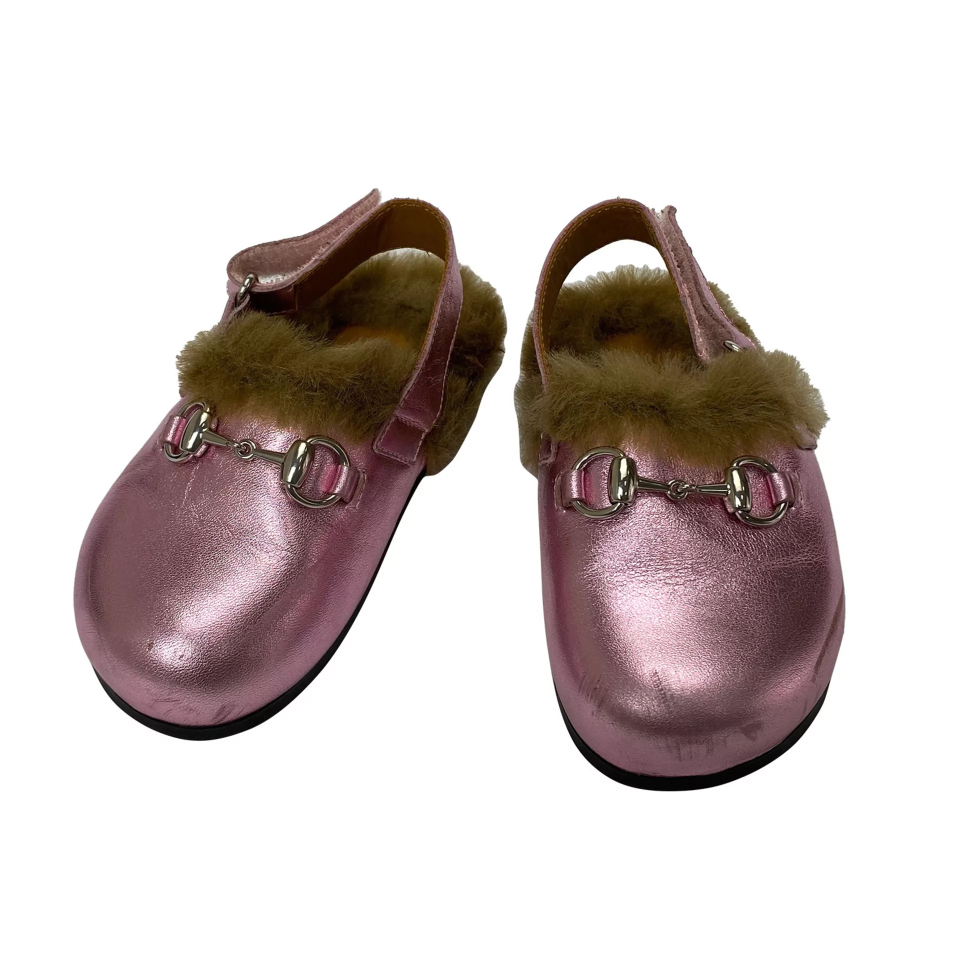 Mule Gucci Infantil Rosa Metalizado