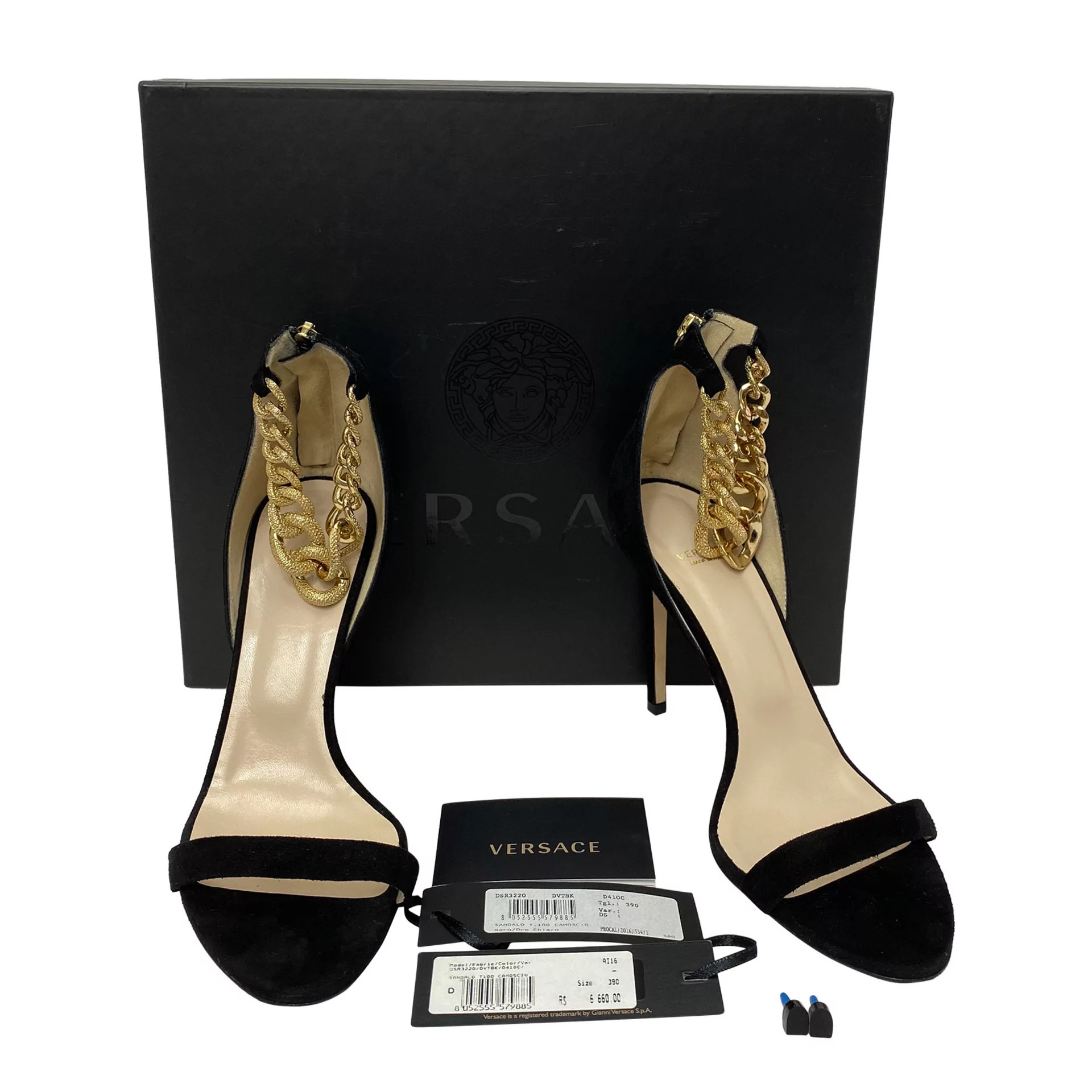 Sandália Versace Nobuck Preta