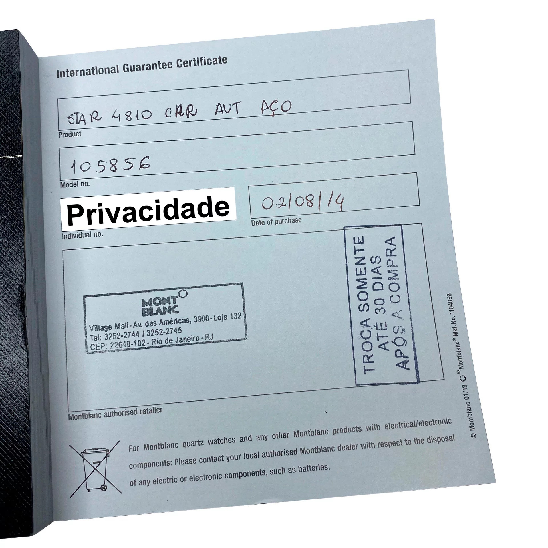 Relógio Mont Blanc Star Chronograph Automatic - 4810