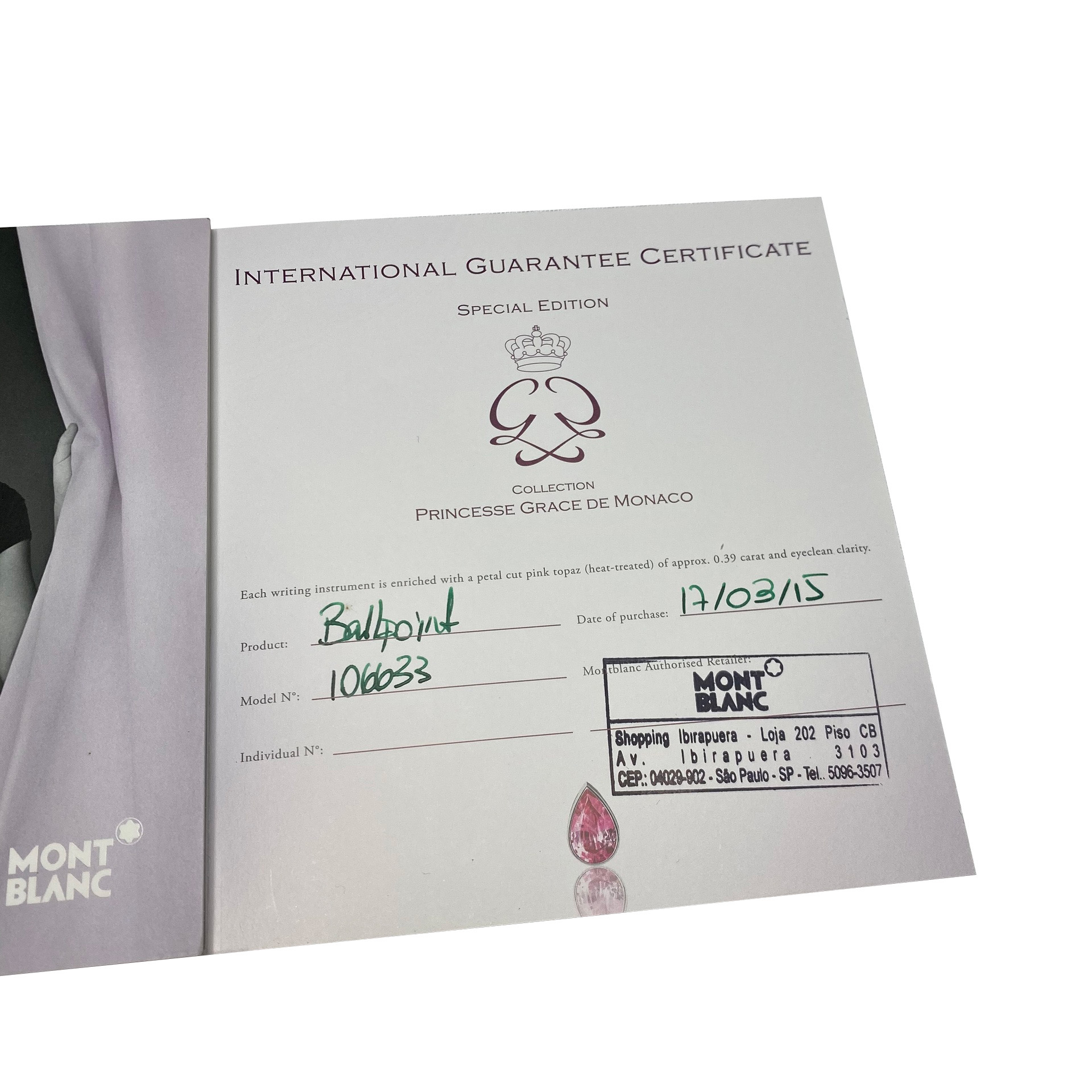 Caneta Montblanc Edição Especial Grace Kelly