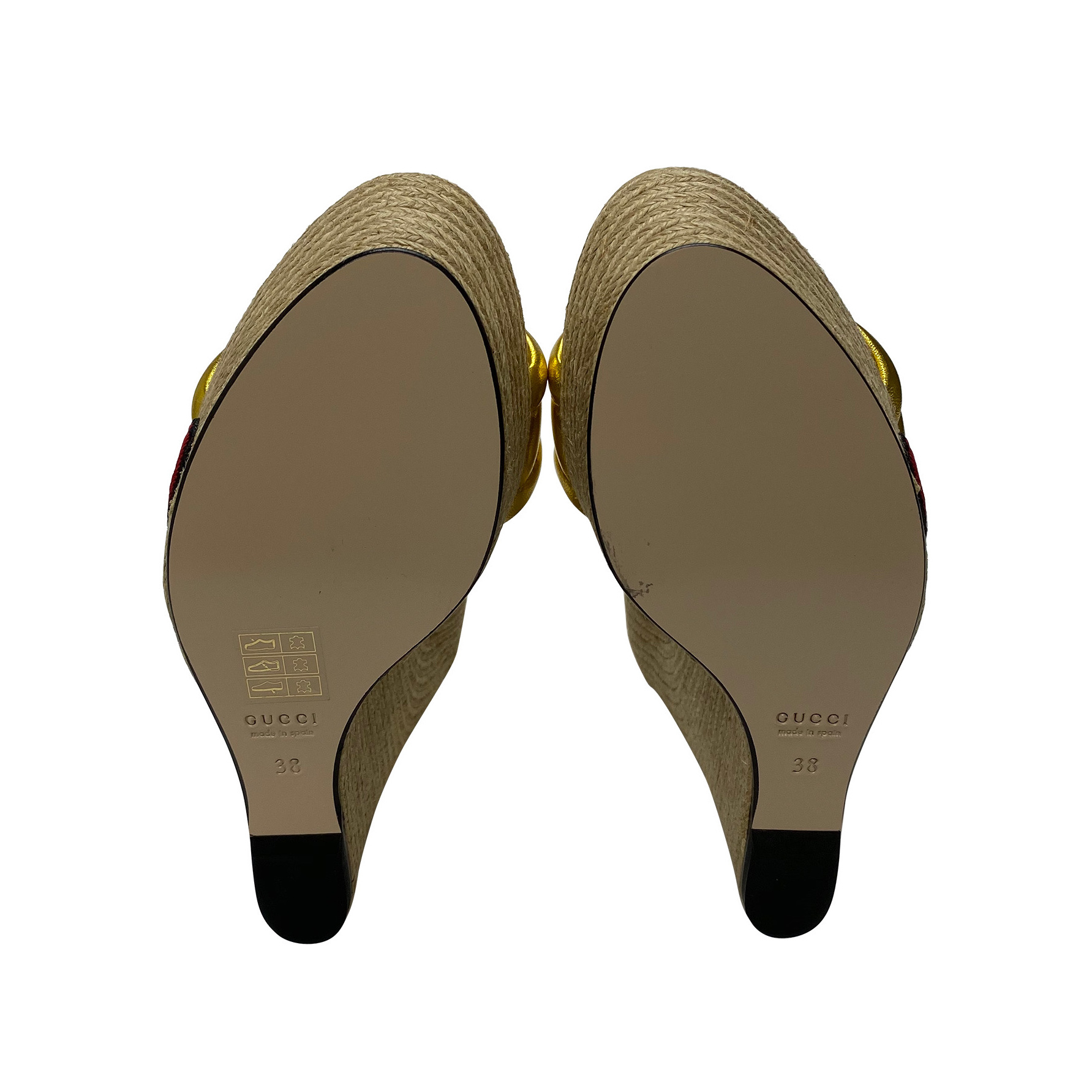 Sandália Gucci Anabela Dourada