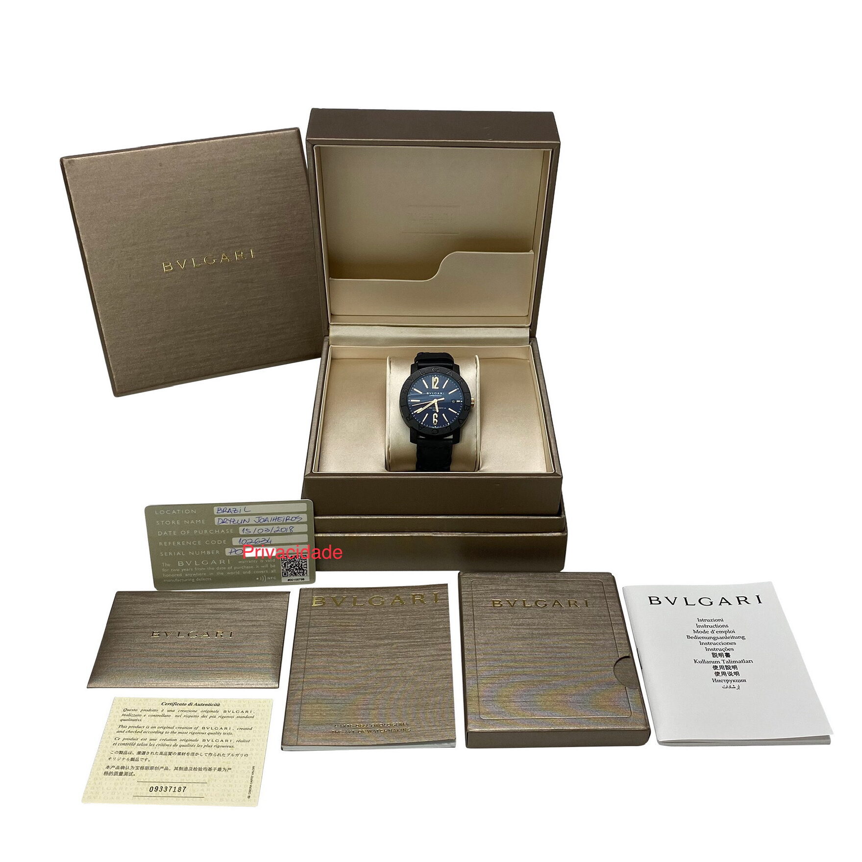 Relógio Bvlgari Carbon Gold