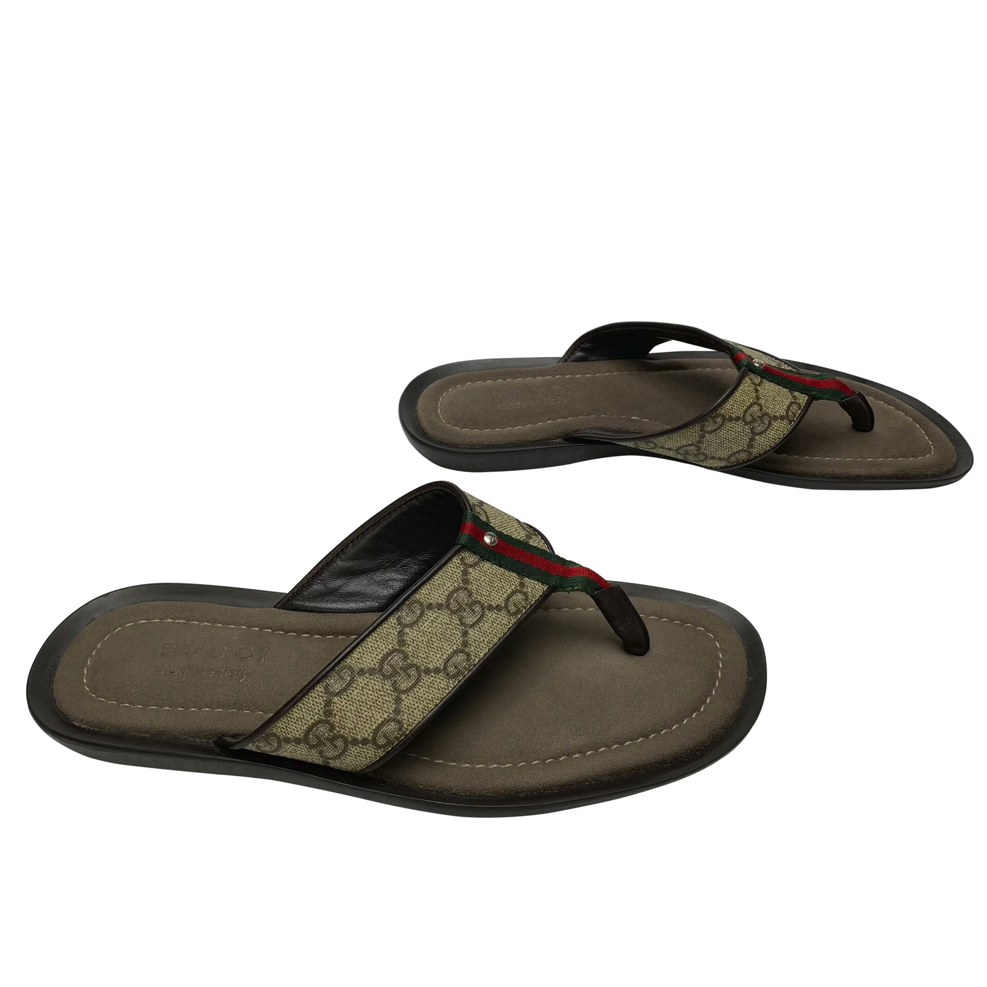 Chinelo Gucci Web Detail Thong Canvas Masculino