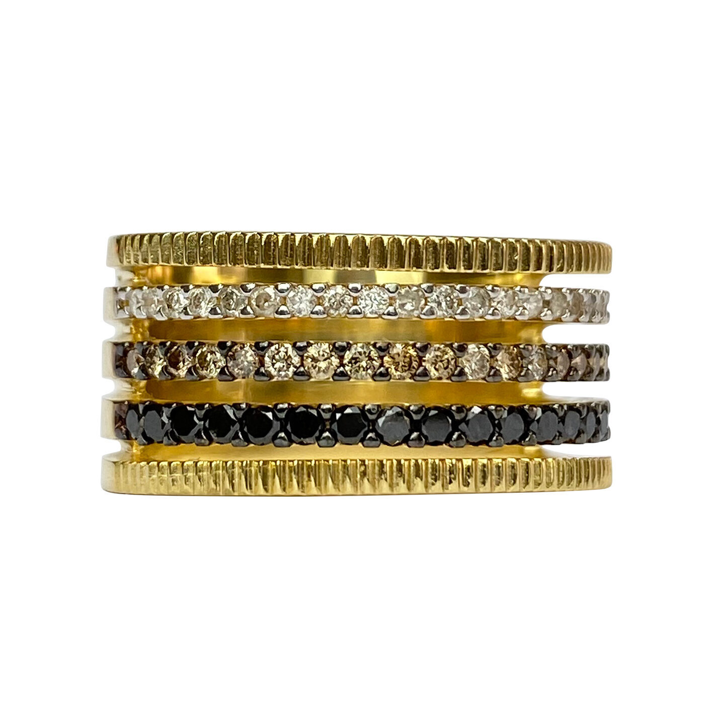 Anel Vivara Ouro Amarelo e Diamantes