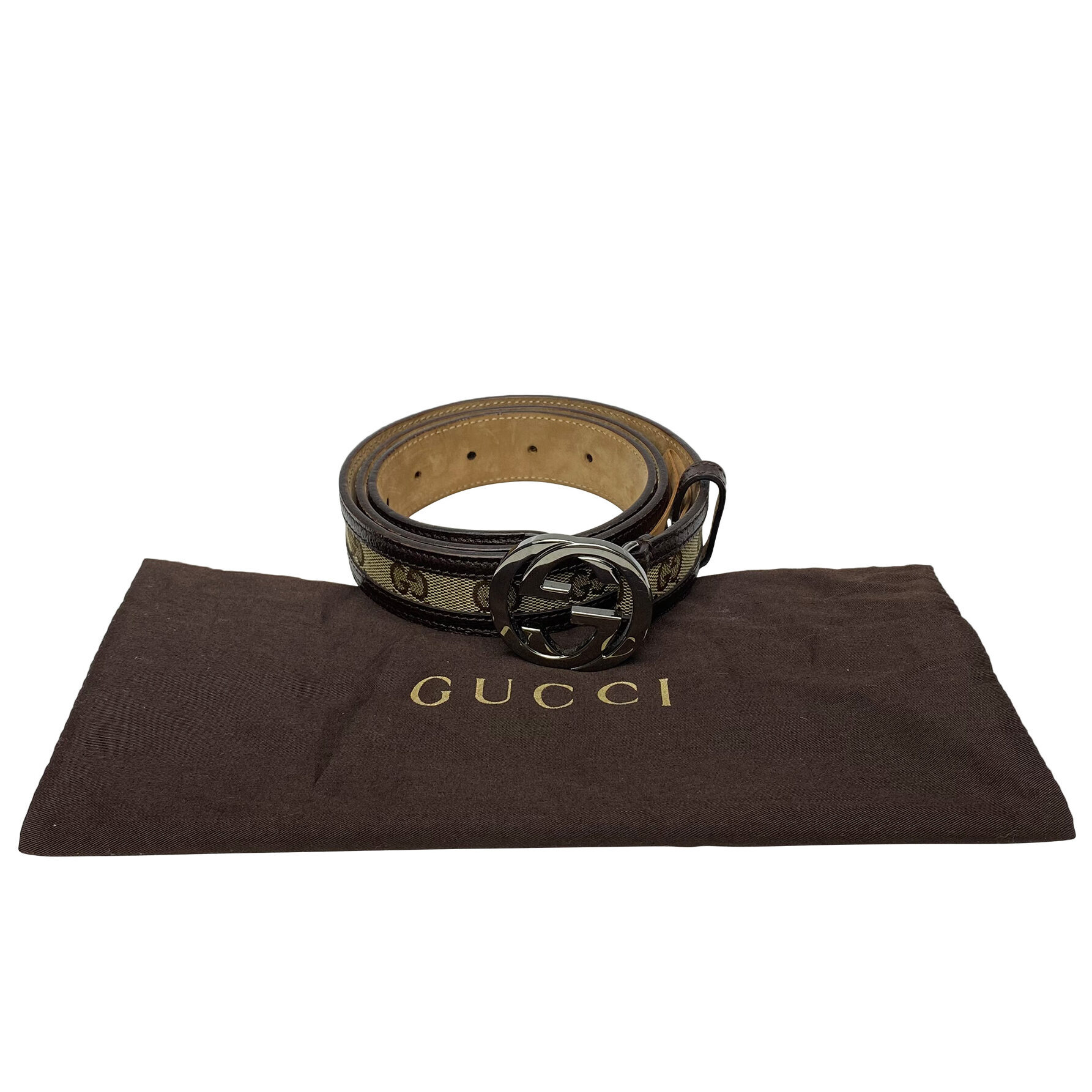 Cinto Gucci Couro Monograma