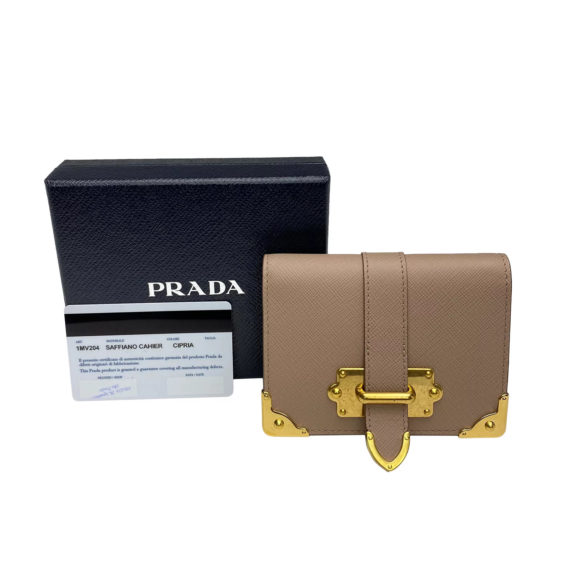 Carteira Prada Couro Saffiano Nude