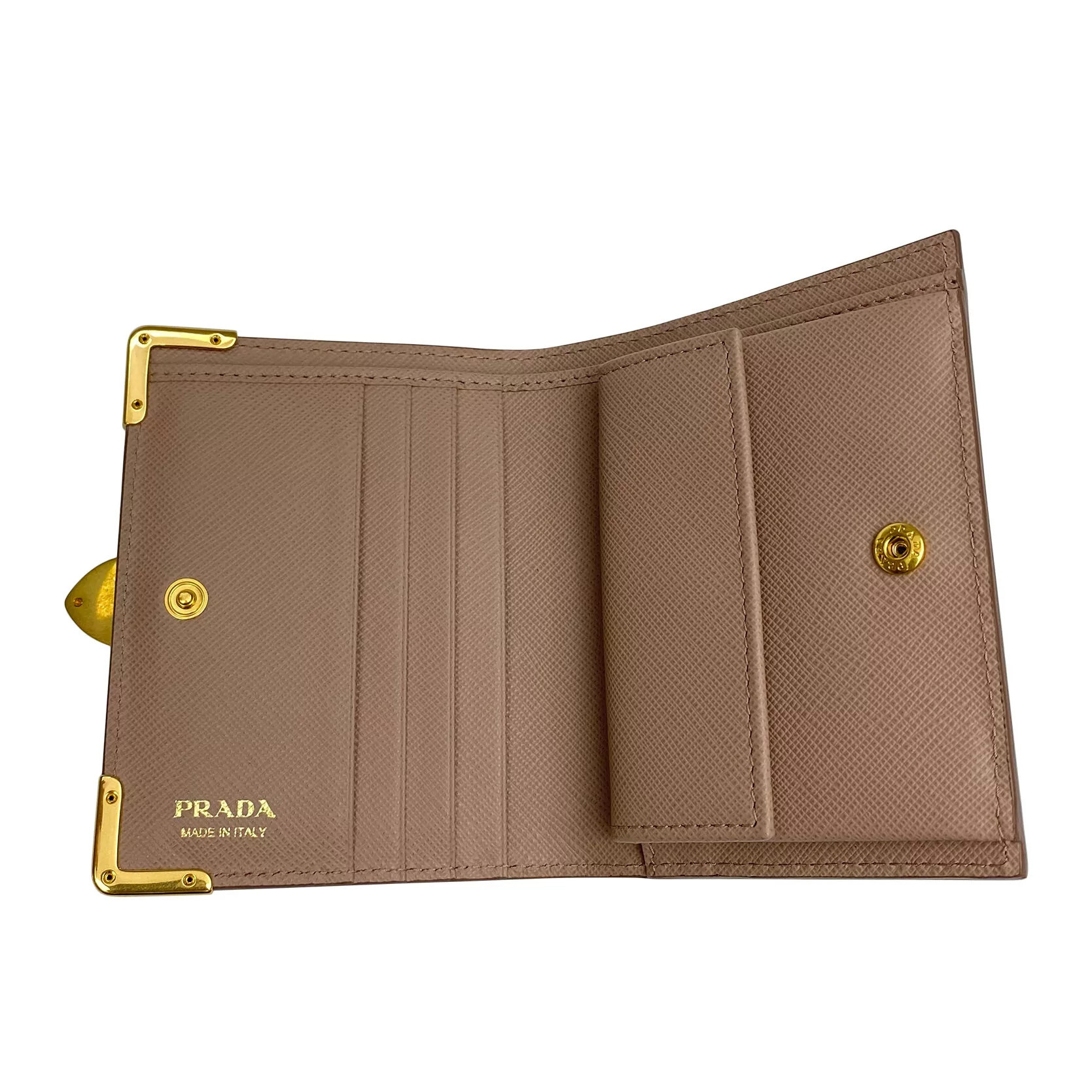 Carteira Prada Couro Saffiano Nude