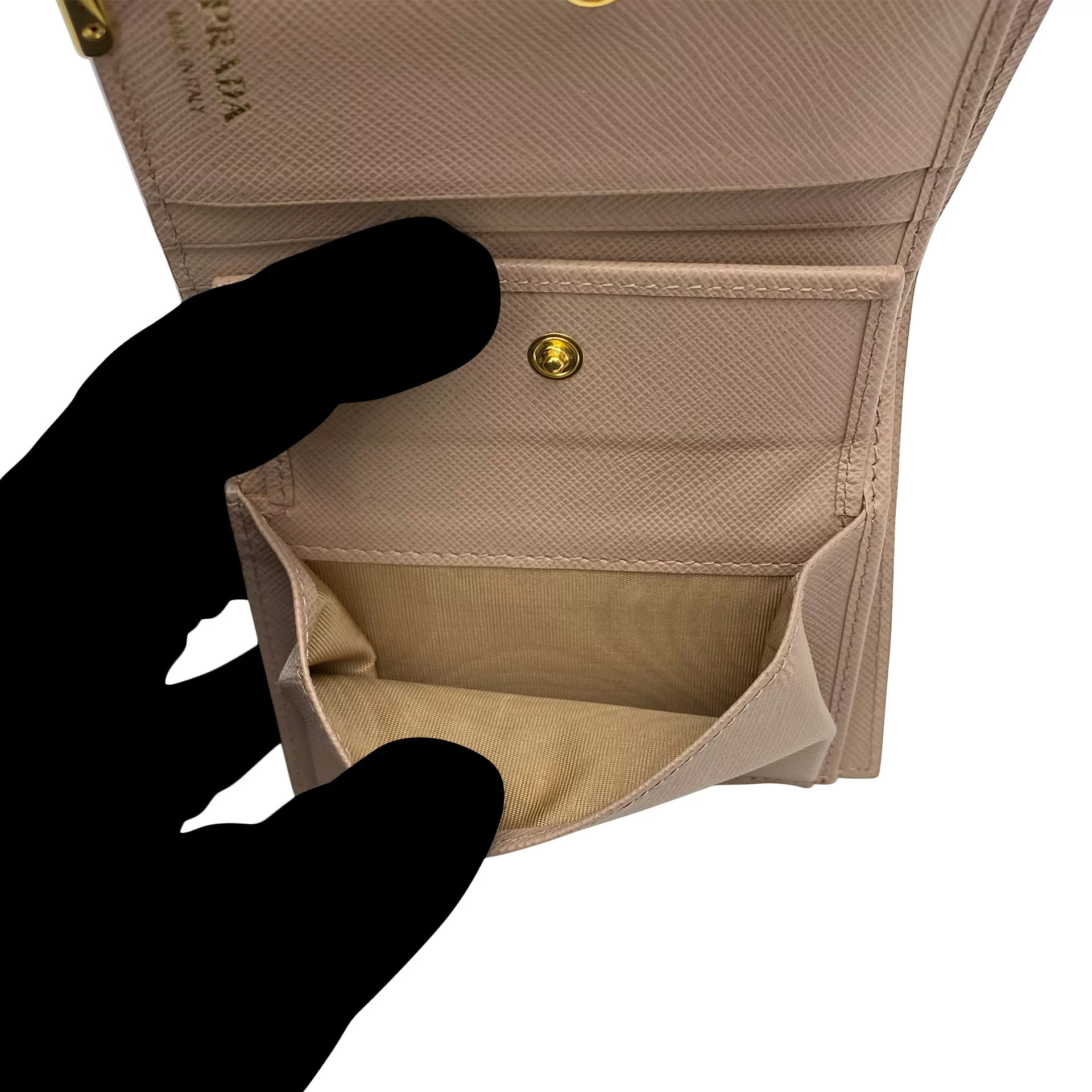 Carteira Prada Couro Saffiano Nude