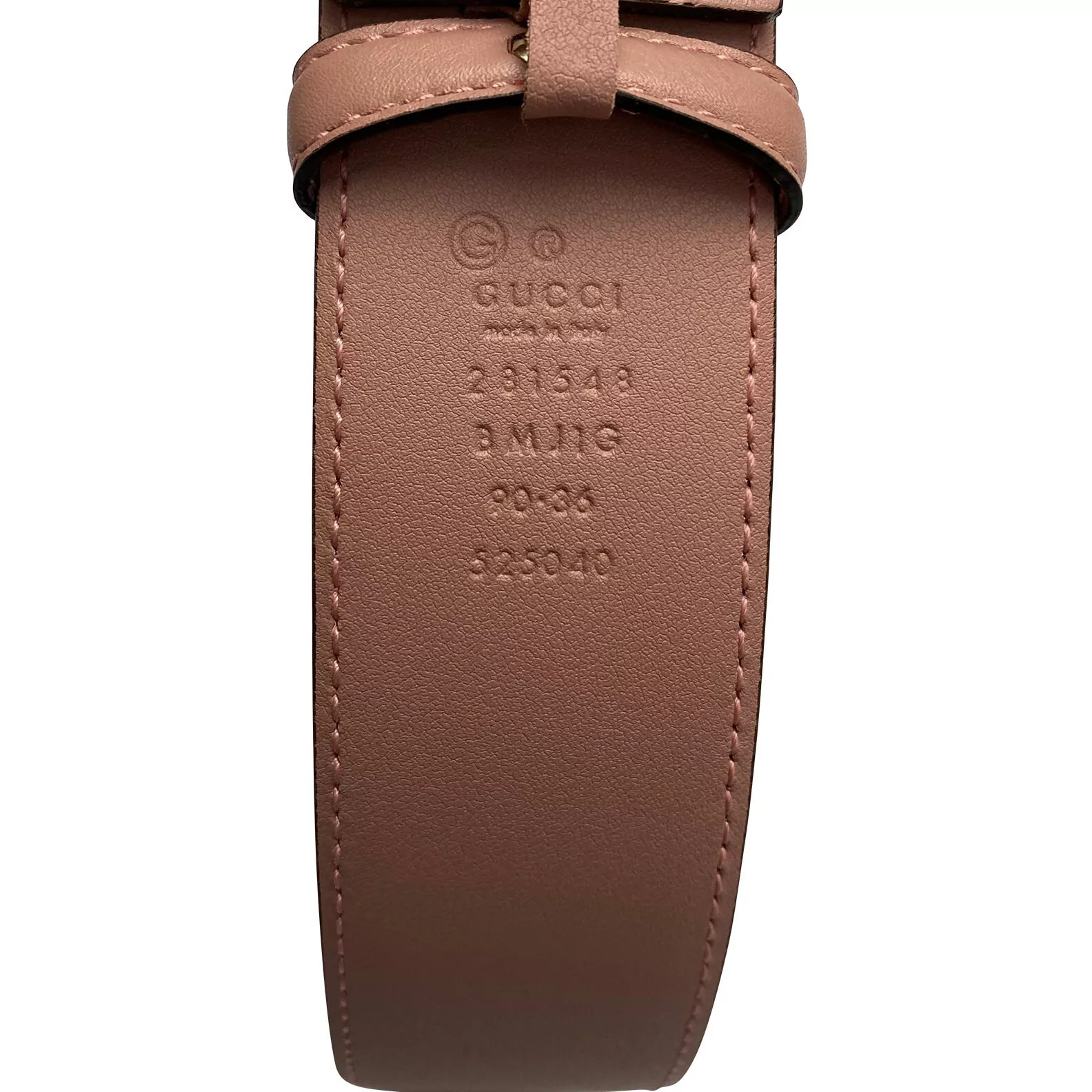 Cinto Gucci Couro Rosa e Fivela Dourada