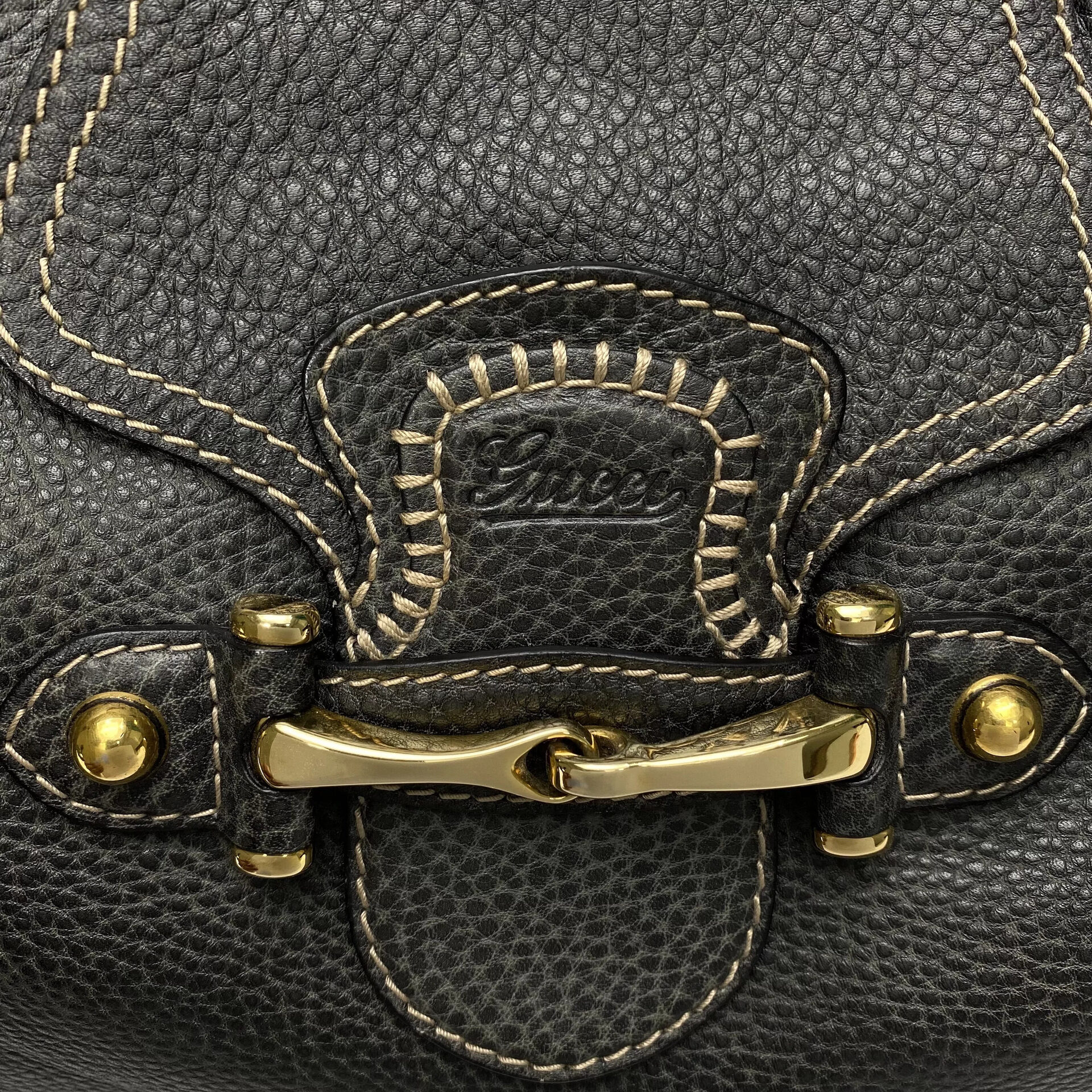 Bolsa Gucci New Pelham Tote Couro Chumbo