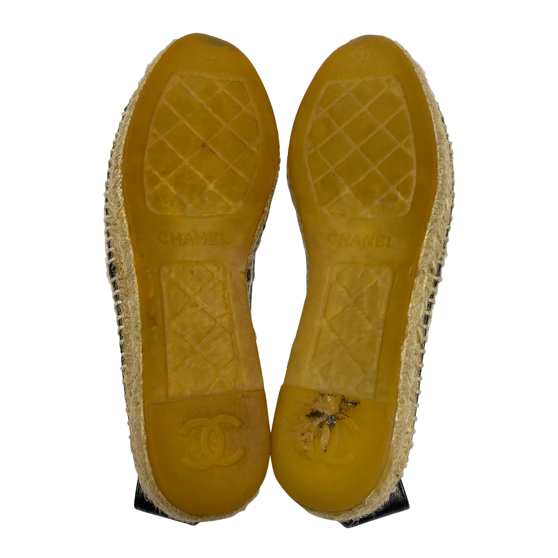 Espadrille Chanel CC Couro Preto