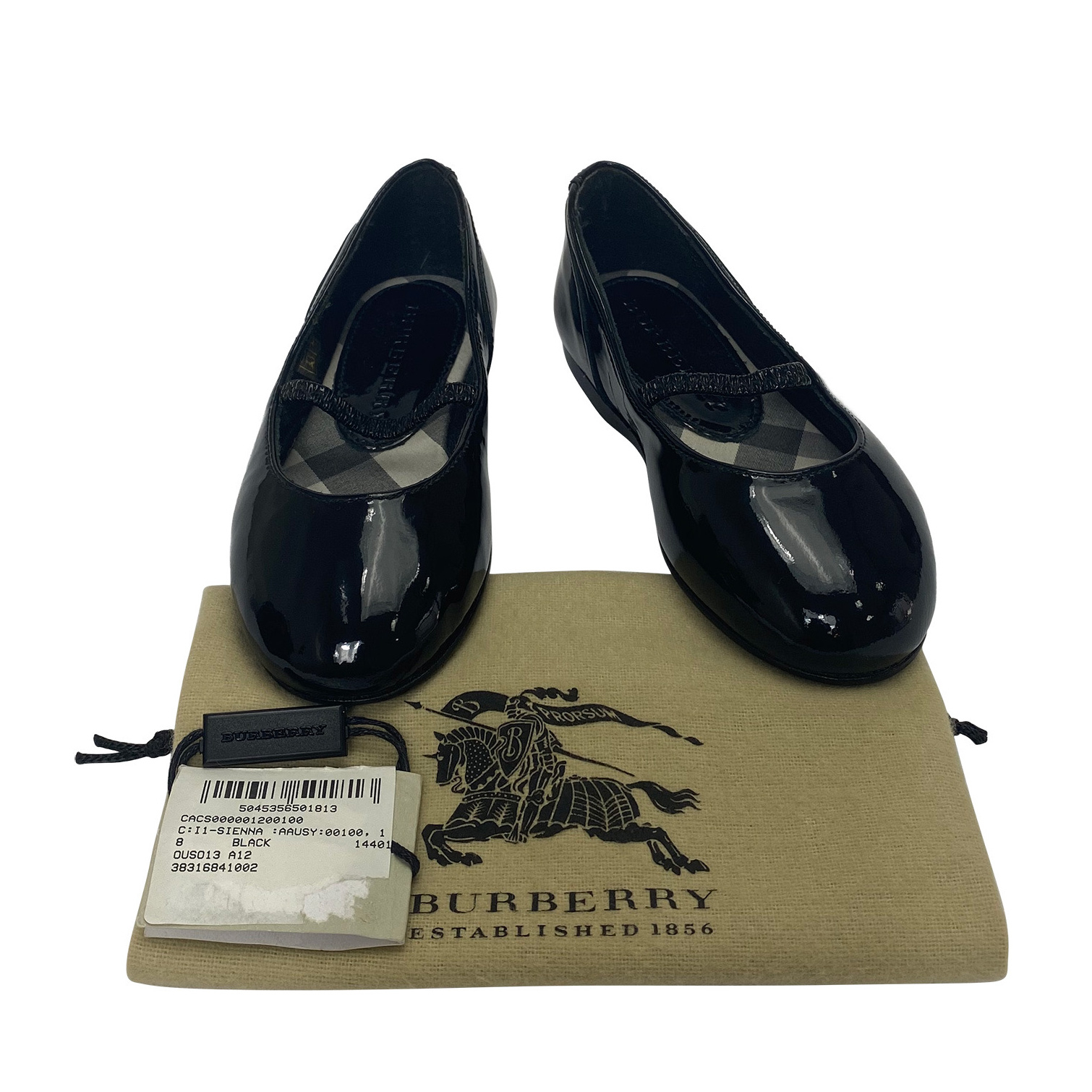 Sapatilha Burberry Infantil Couro Verniz Preto