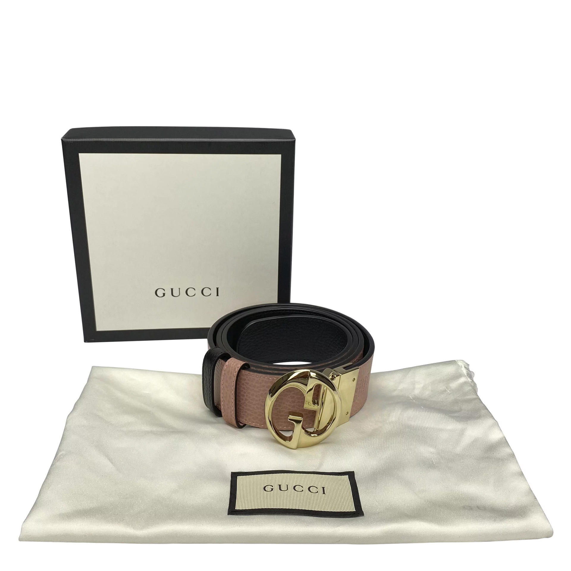 Cinto Gucci Reversível Rosa e Preto