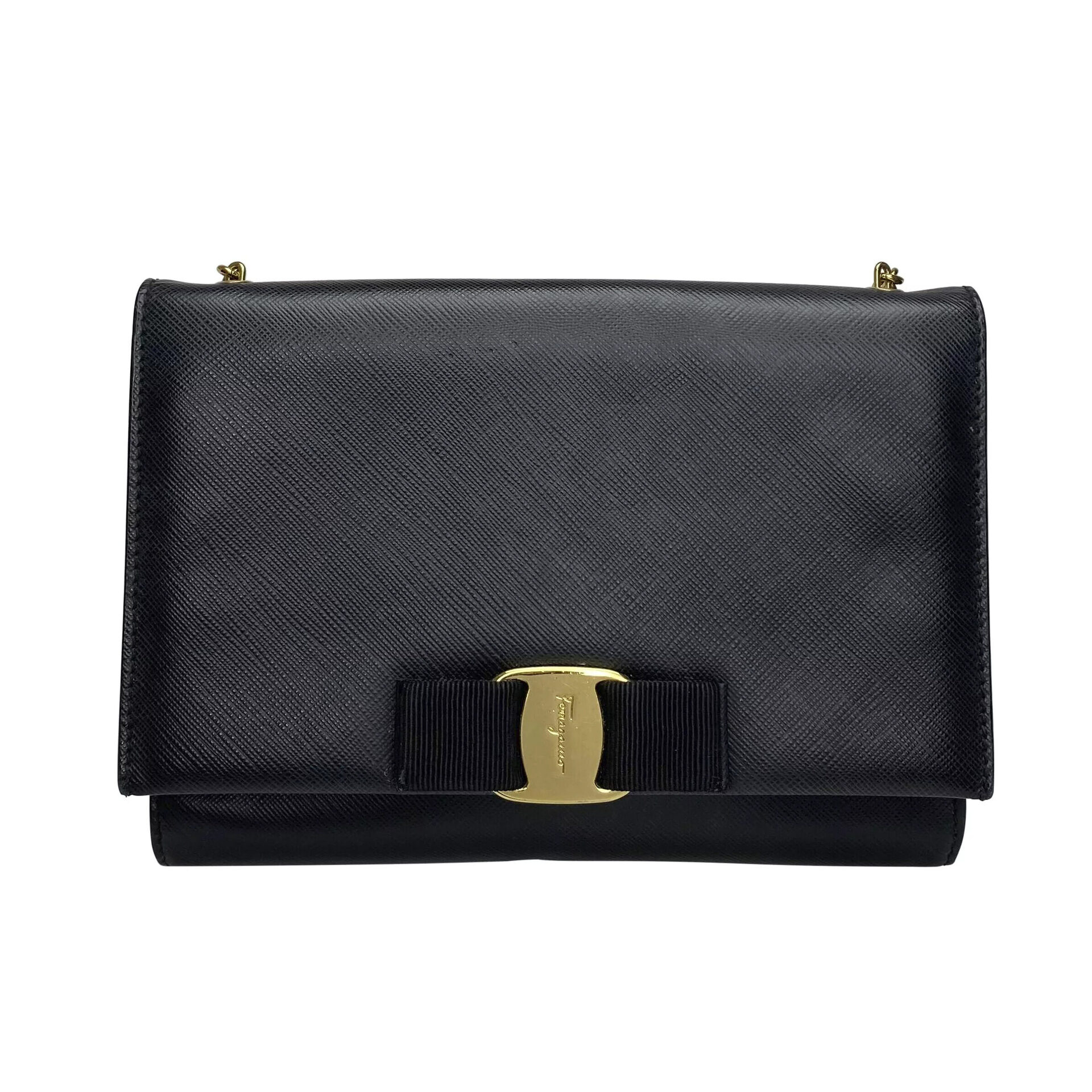 Bolsa Salvatore Ferragamo Ginny Couro Preto