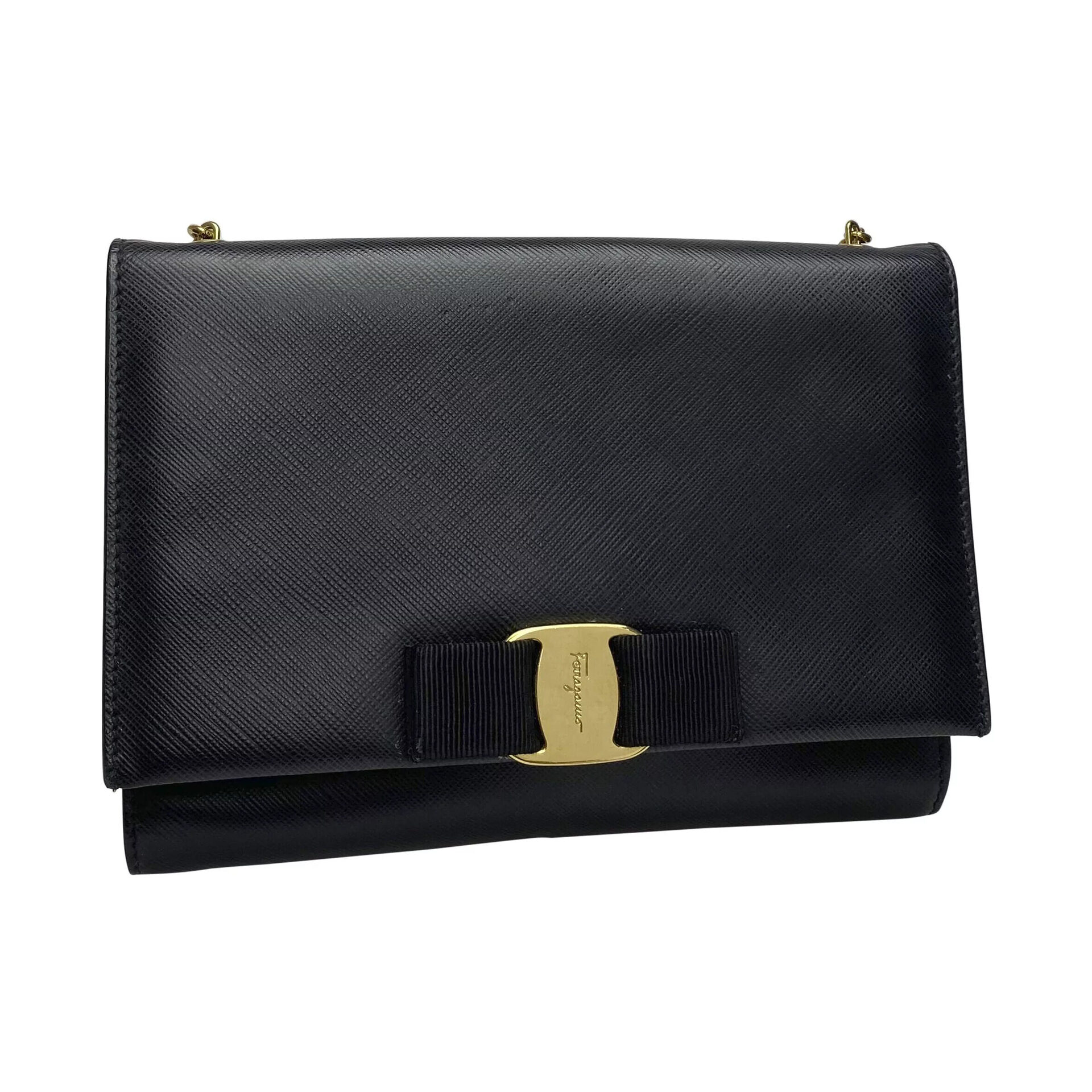 Bolsa Salvatore Ferragamo Ginny Couro Preto