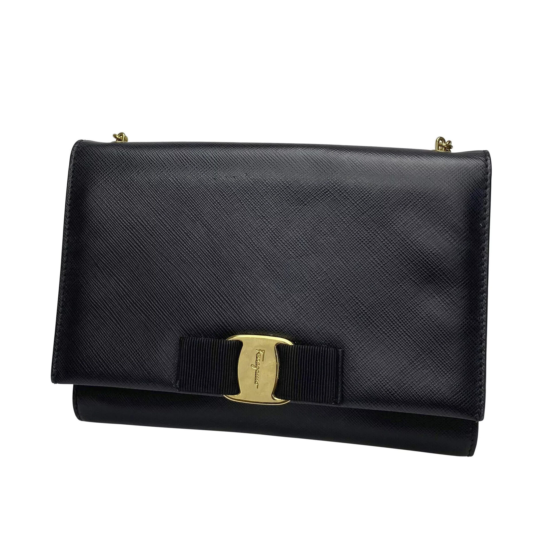 Bolsa Salvatore Ferragamo Ginny Couro Preto