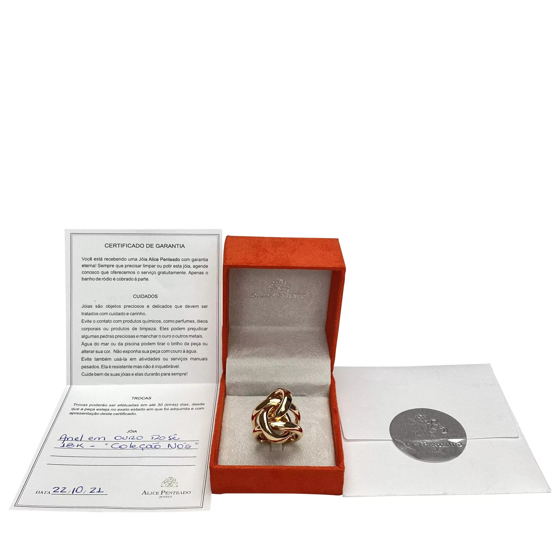 Anel Alice Penteado - Nó Ouro Rose